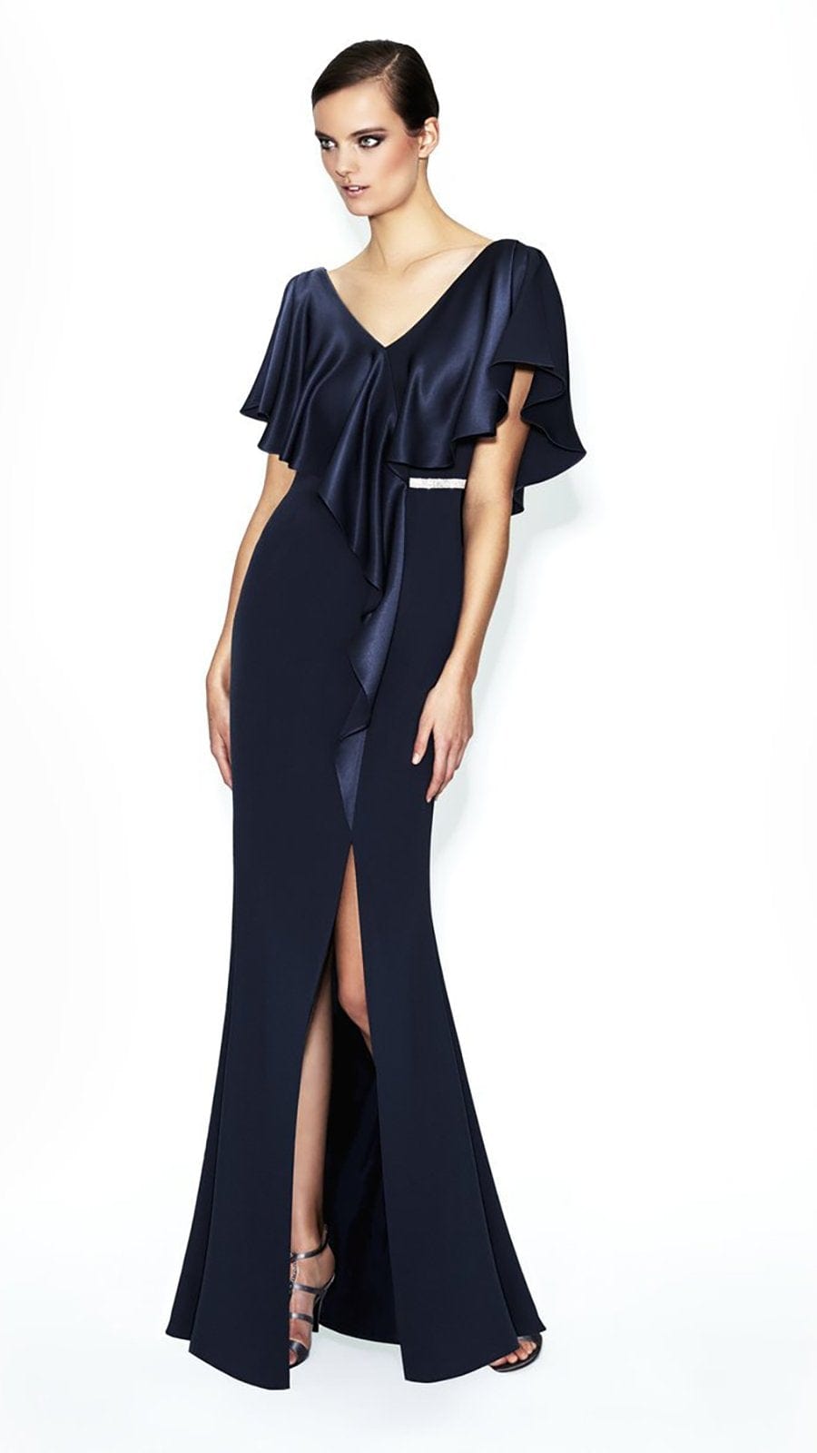 Mother of the Bride Dresses Beaded Long Slit Formal Mother of the Bride Dress Graphite