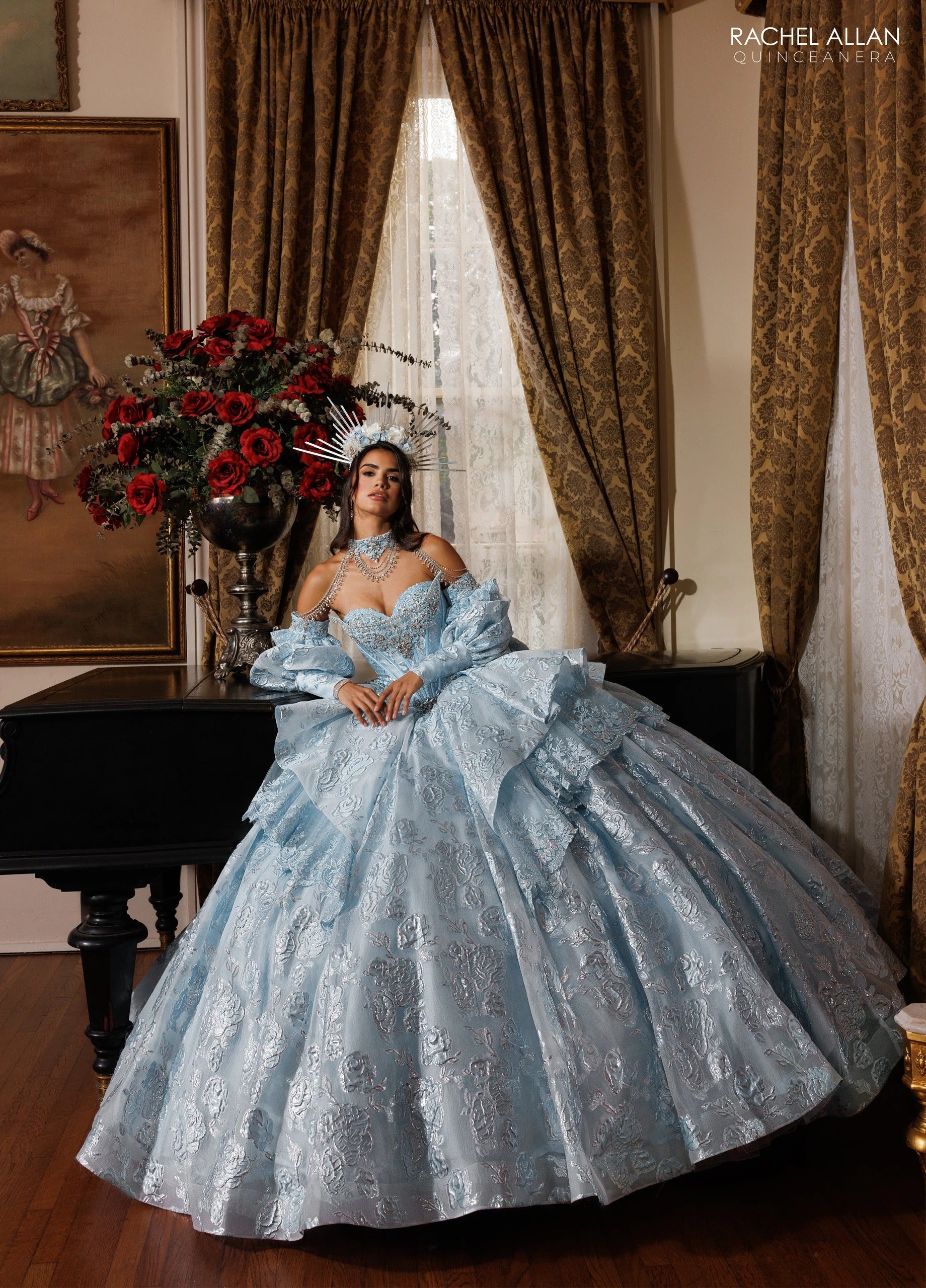 Off-the-Shoulder Floor-Length with T in Tulle Quinceañe Ball Gown Rachel Allan RQ6020