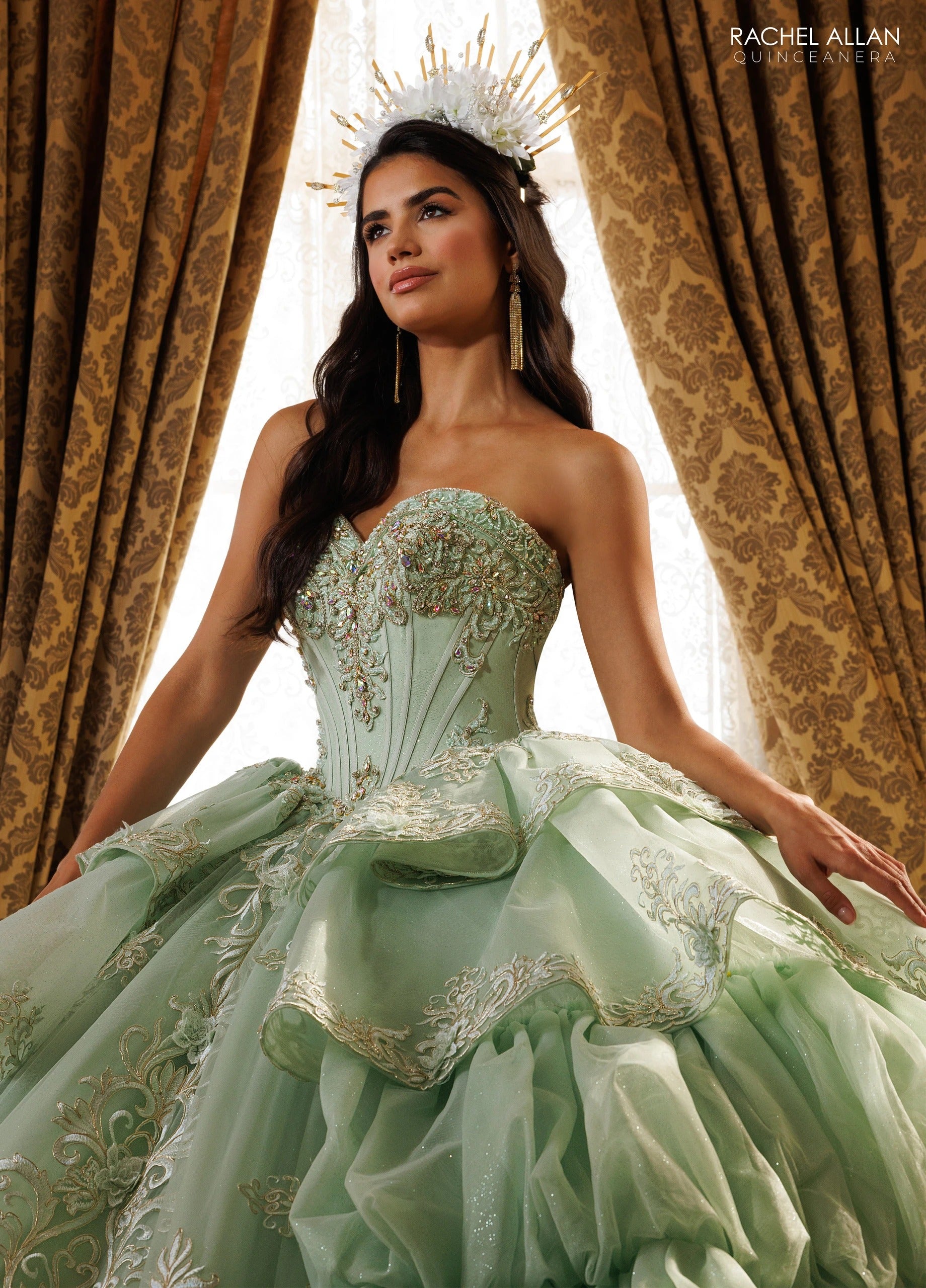 Off-the-Shoulder Floor-Length with T in Tulle Quinceañe Ball Gown Rachel Allan RQ6025