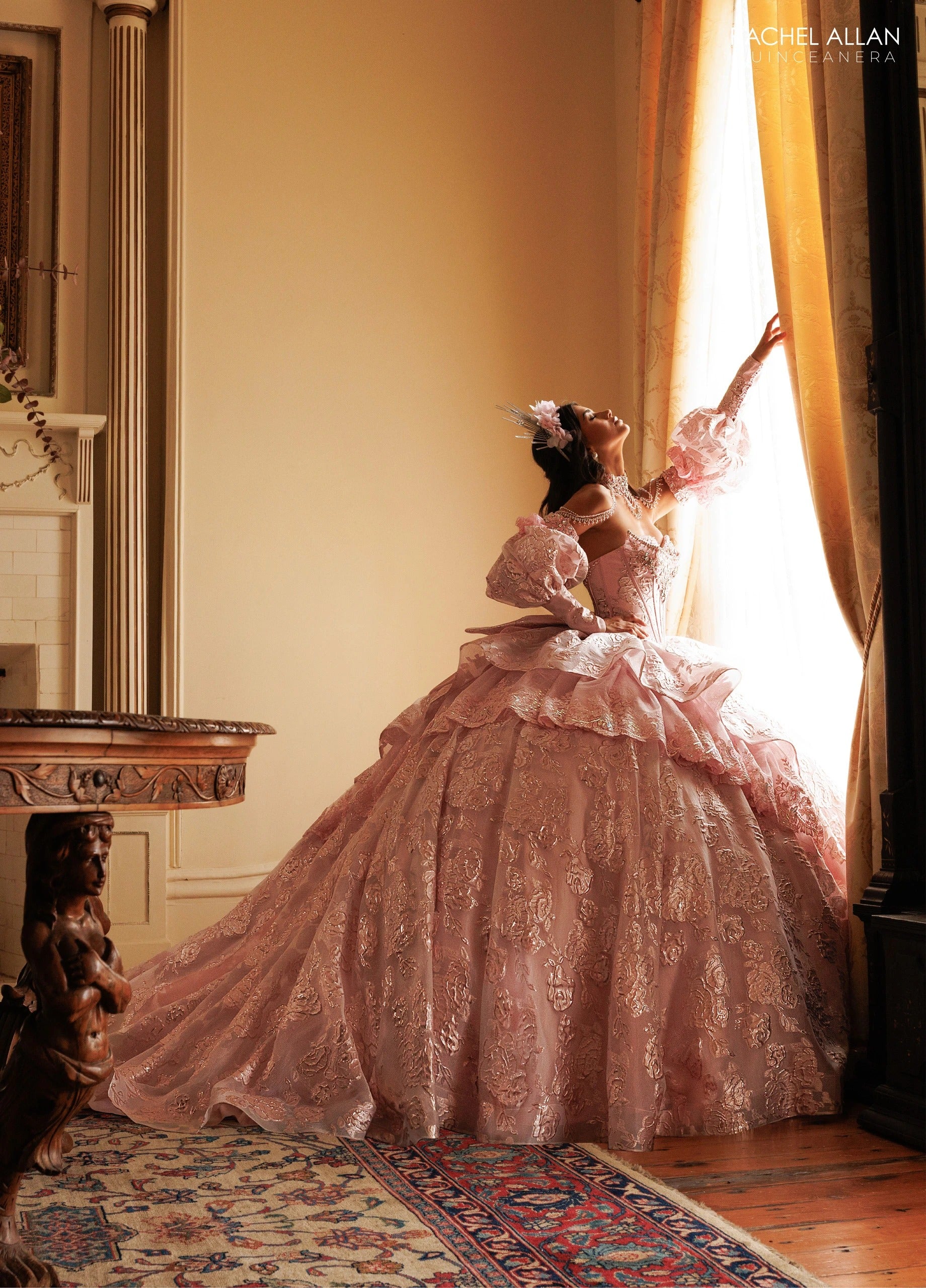 Off-the-Shoulder Floor-Length with T in Tulle Quinceañe Ball Gown Rachel Allan RQ6020