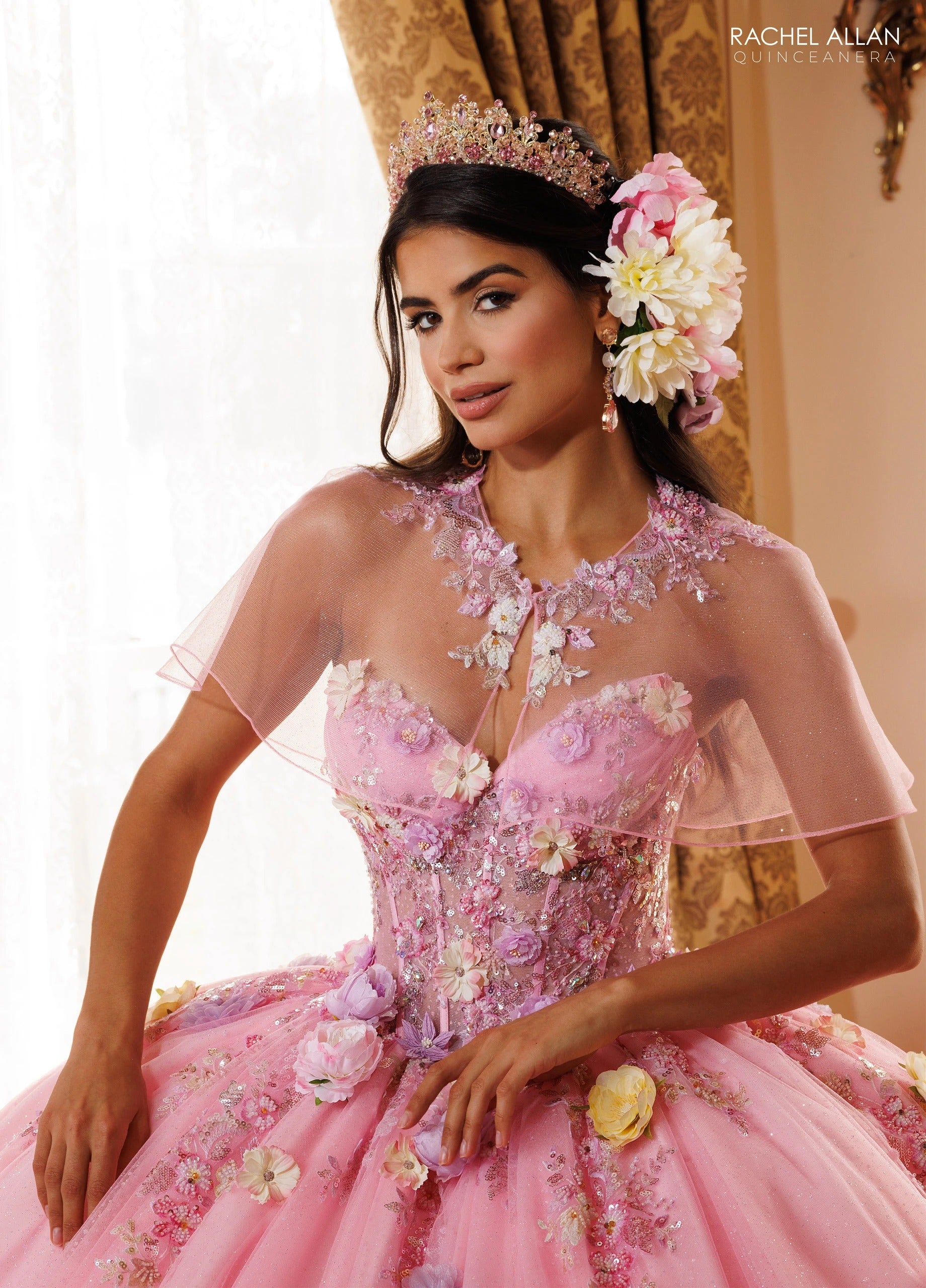 Off-the-Shoulder Floor-Length Tulle Quinceañe Ball Gown Rachel Allan RQ6022