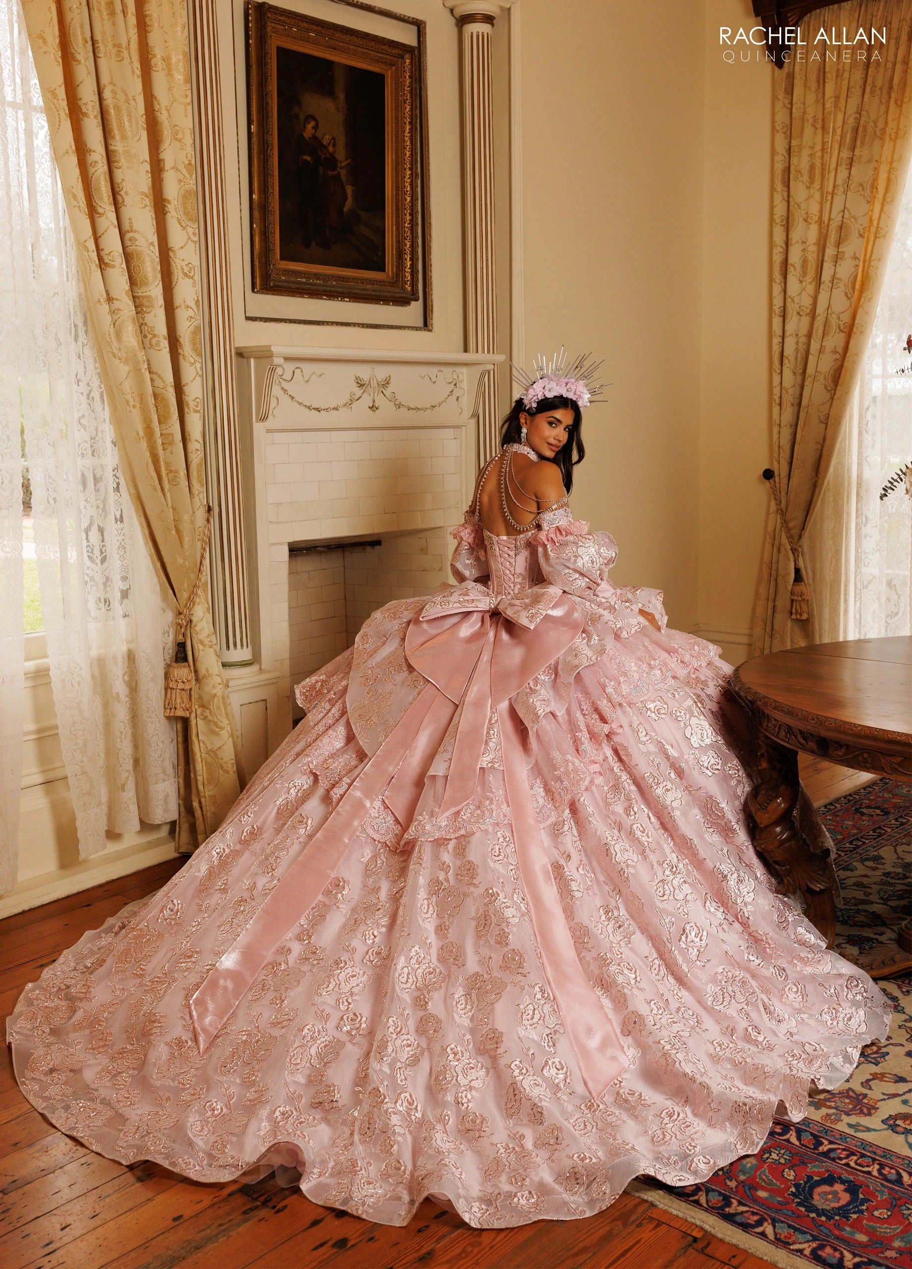 Off-the-Shoulder Floor-Length with T in Tulle Quinceañe Ball Gown Rachel Allan RQ6020