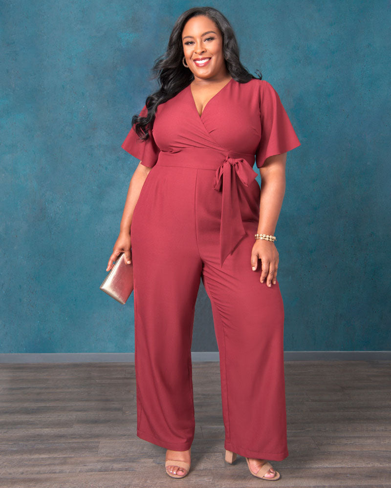 Jumpsuit Long Formal Plus Size Jumpsuit Kiyonna 37191311 Burgundy
