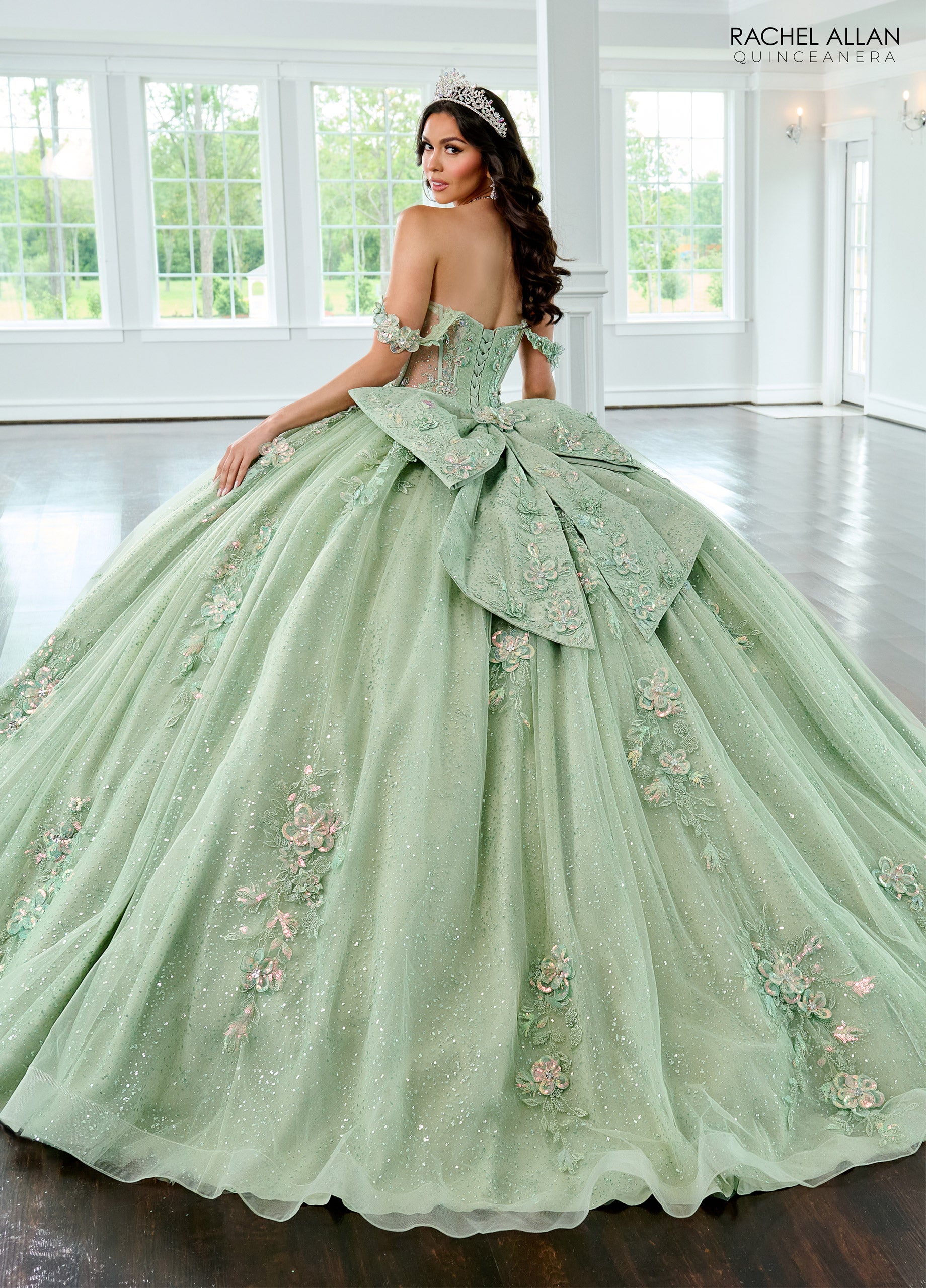 Quinceniera Dresses Sweet 16 Long Glitter Quinceanera Dress Sage