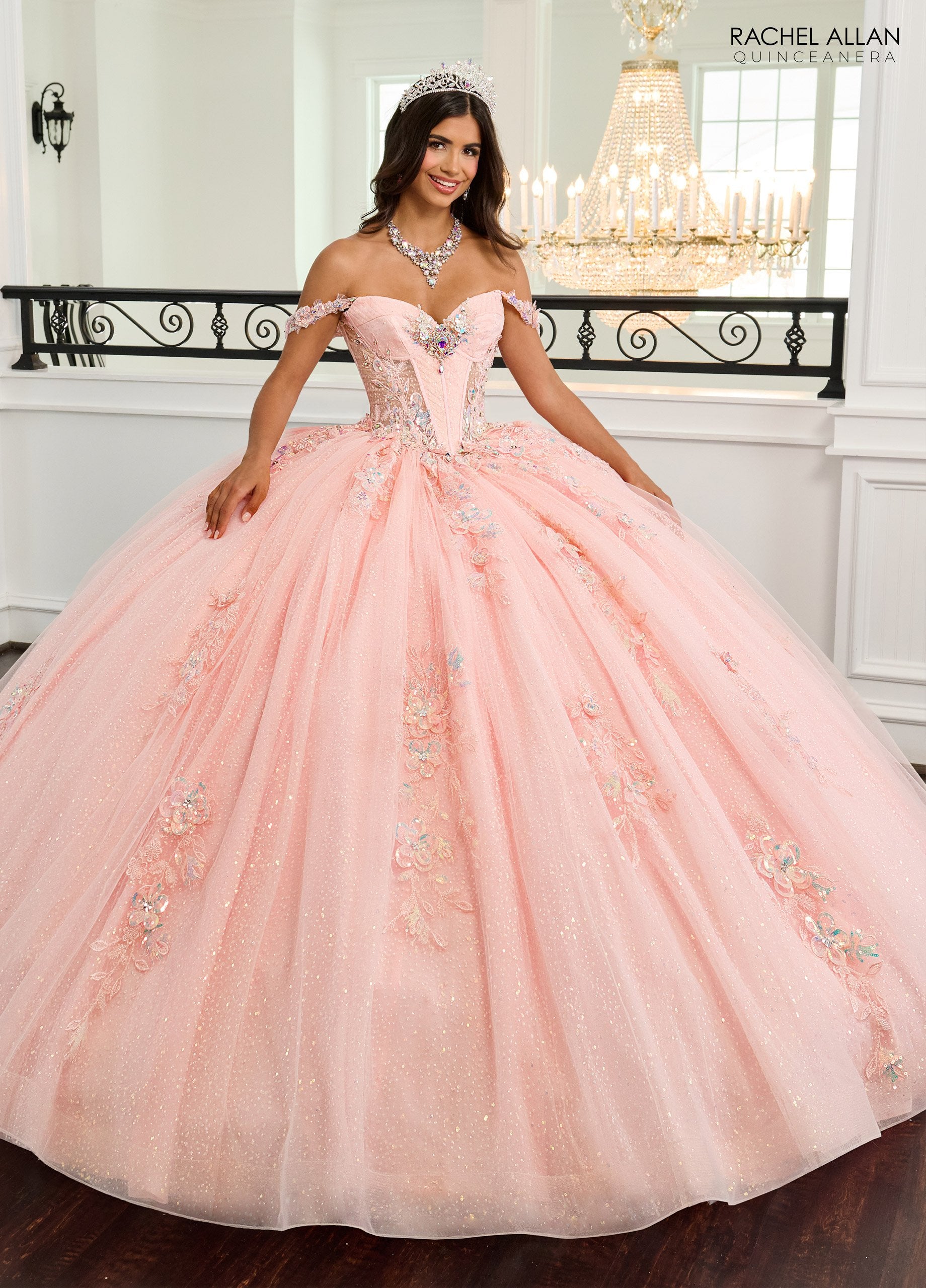 Quinceniera Dresses Sweet 16 Long Glitter Quinceanera Dress Blush