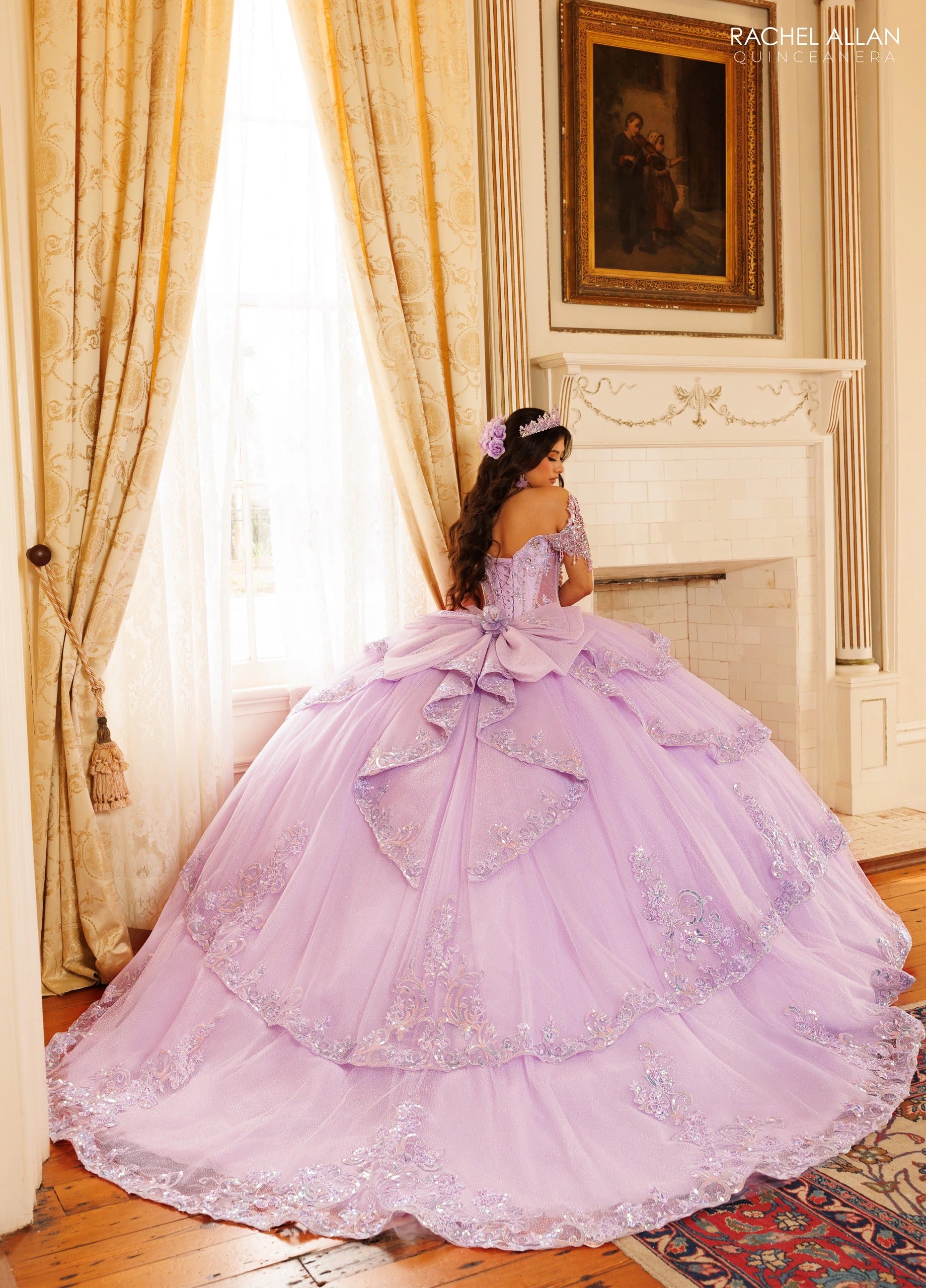 Off-the-Shoulder Floor-Length with T in Tulle Quinceañe Ball Gown Rachel Allan RQ3182