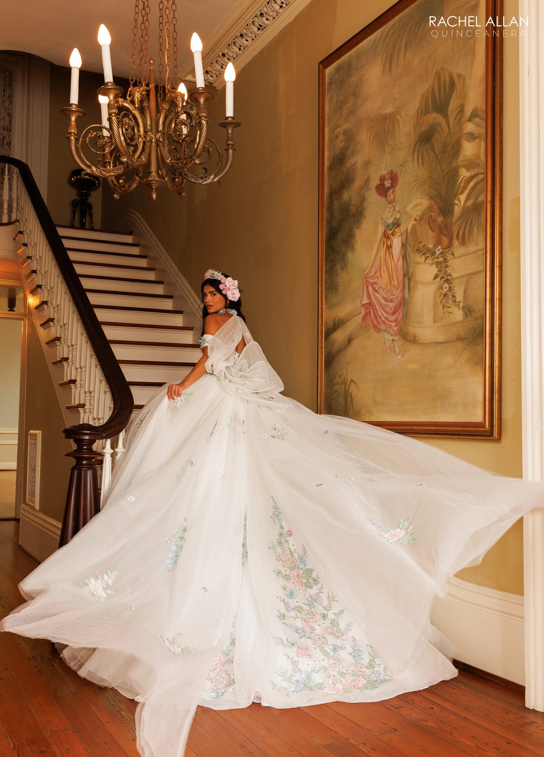 Off-the-Shoulder Floor-Length with T in Tulle Quinceañe Ball Gown Rachel Allan RQ3186