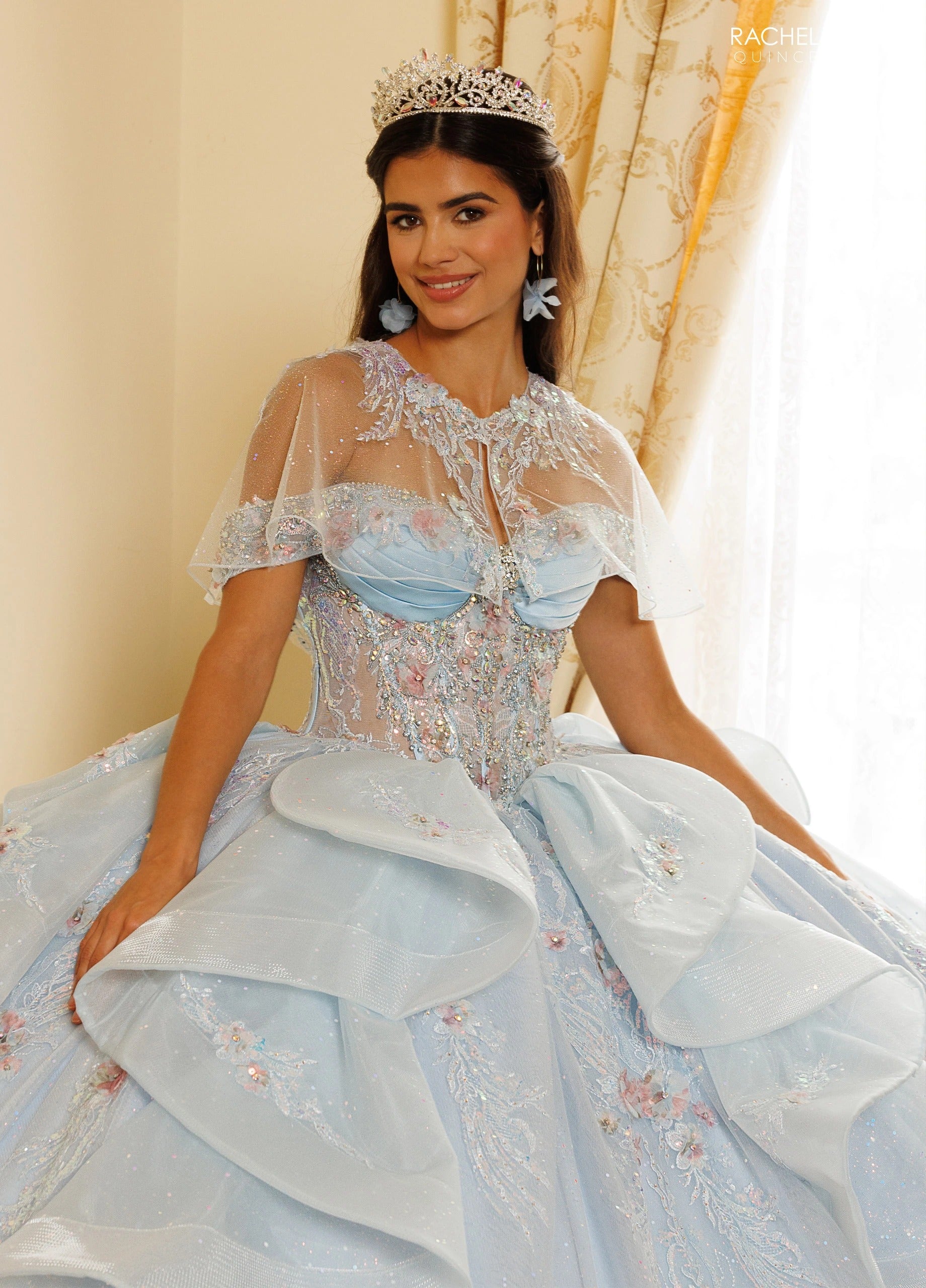 Off-the-Shoulder Floor-Length Tulle Quinceañe Ball Gown Rachel Allan RQ3185