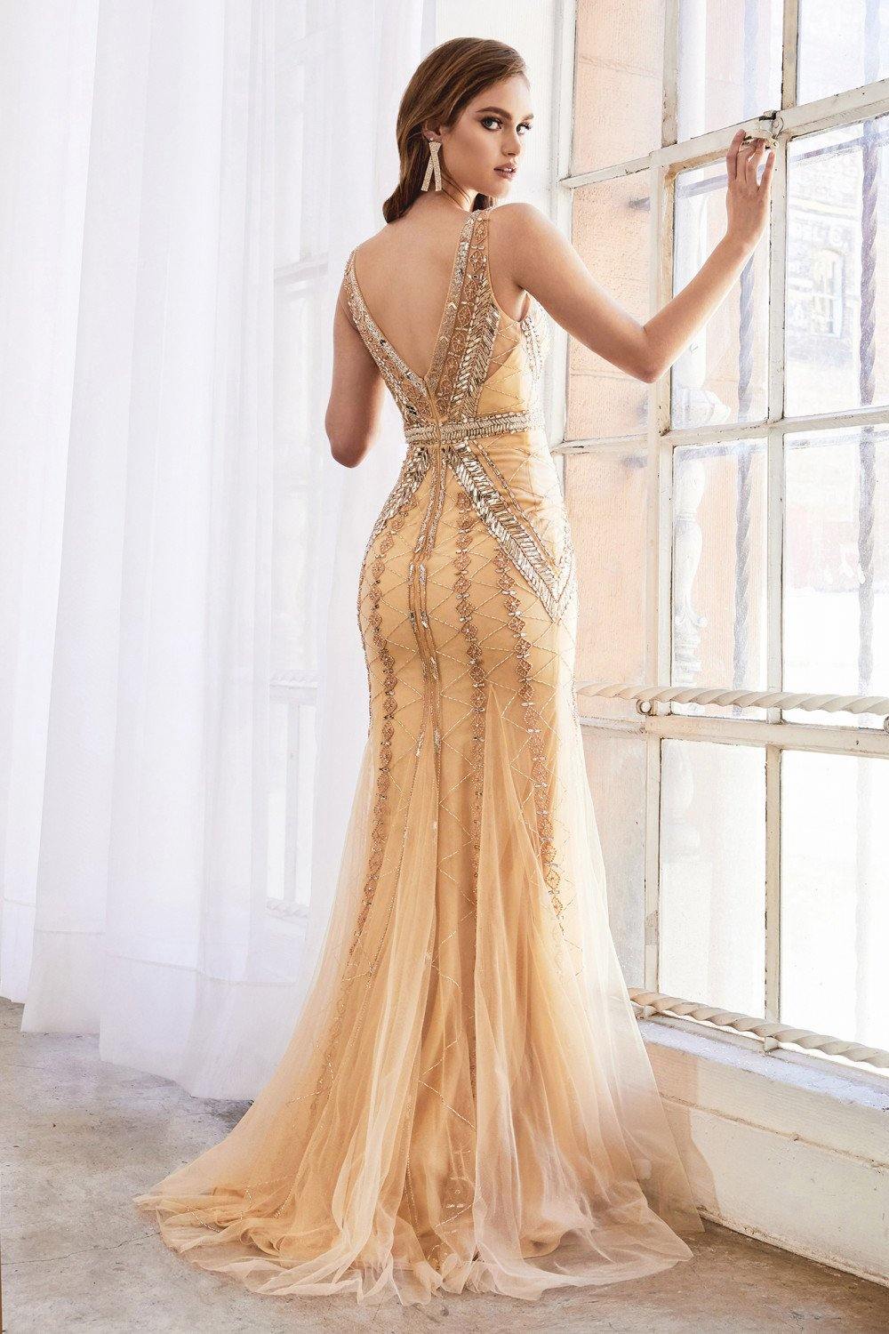 Andrea & Leo CDA0756 Formal Prom Long Dress Evening Gown Gold