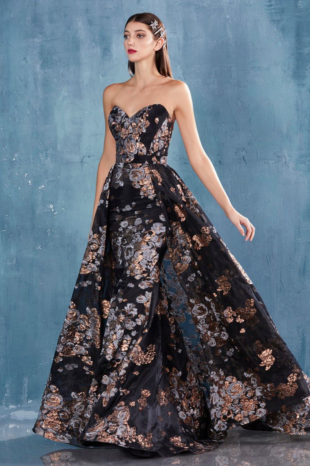 Copper Black Andrea & Leo CDA0783 Strapless Sheet Long Prom