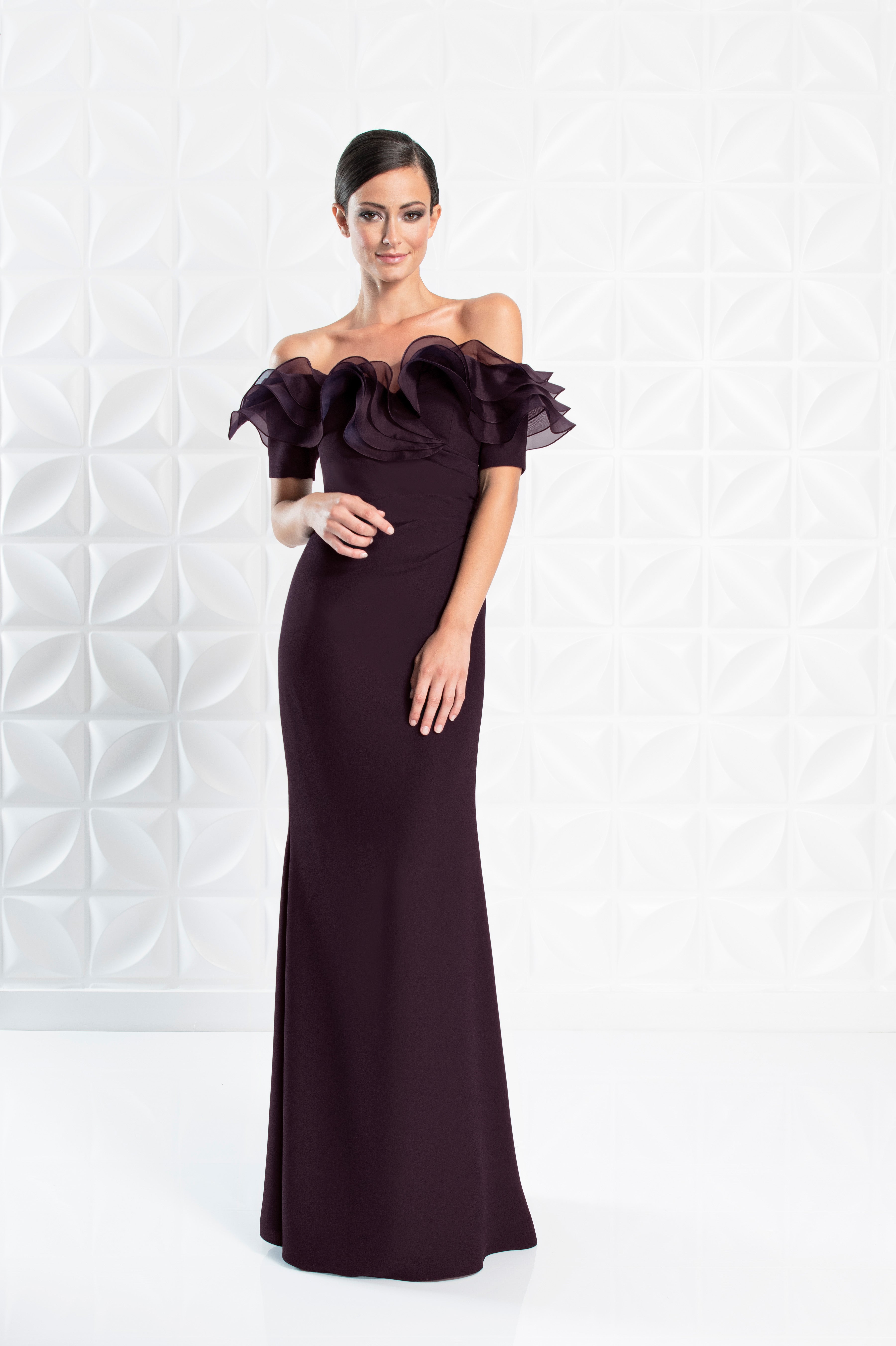 Formal Dresses Long Formal Tiered Ruffle Evening Dress Aubergine