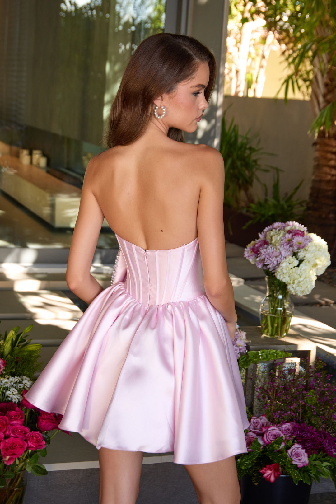 Strapless Straight Neck Mini Satin Cocktail Fit & Flare Ava Presley 47298