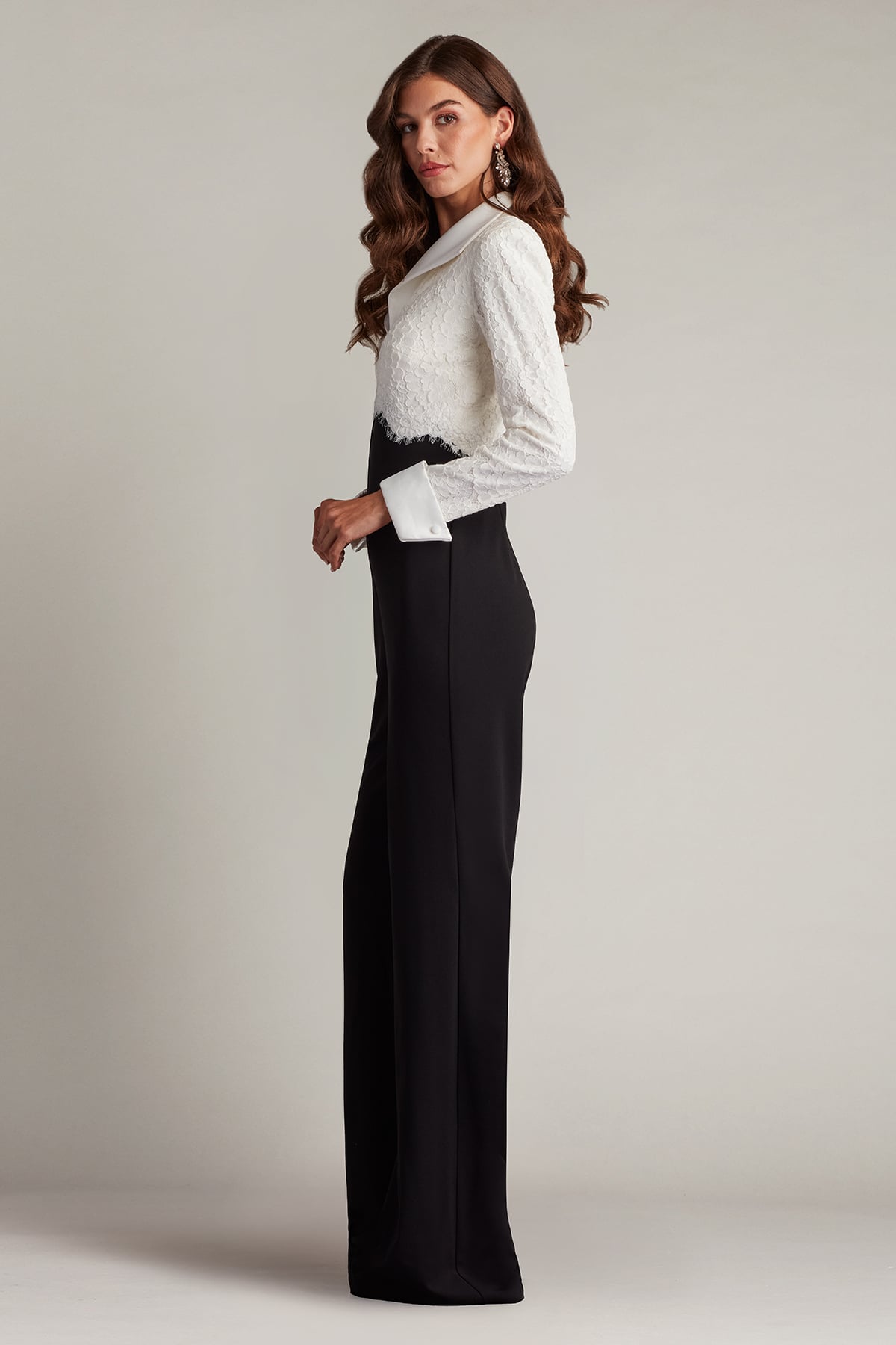 Jumpsuit Long Sleeve Formal Jumpsuit Ivory/Black