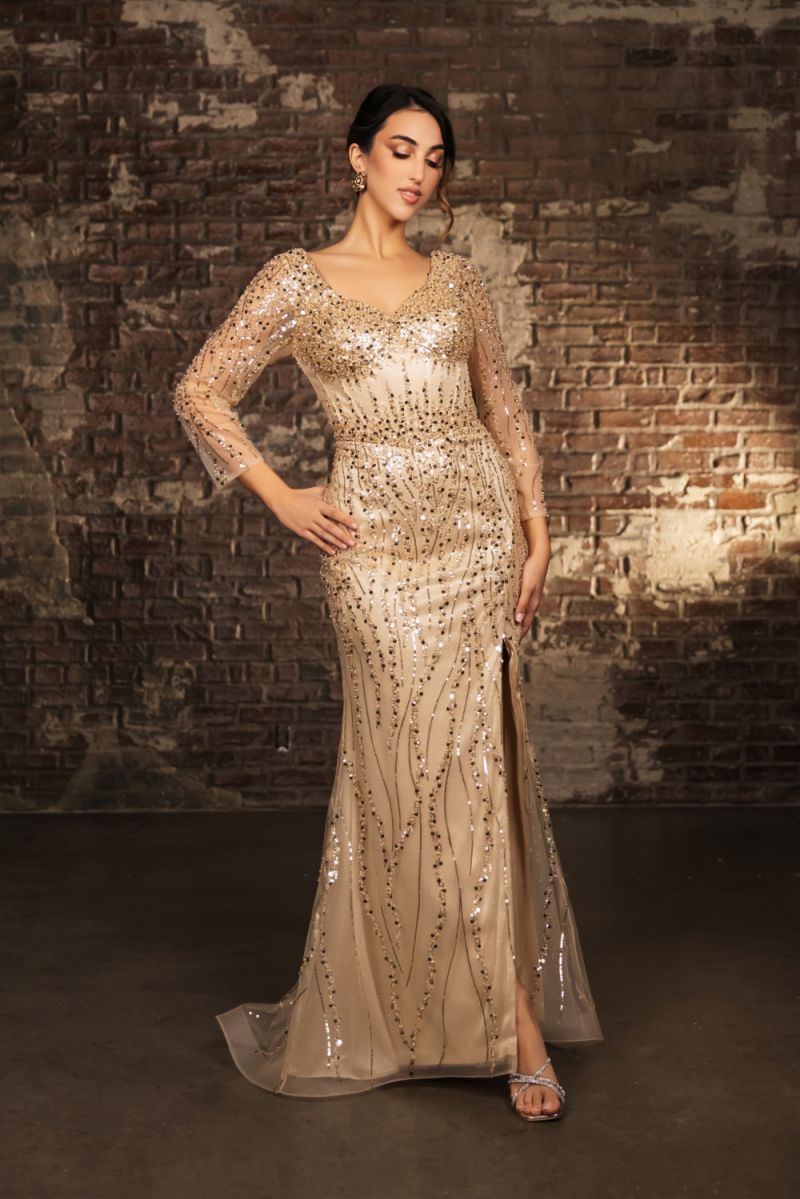 Sweetheart Floor-Length Sequin Evening Gown Sheath May Queen RQ8174