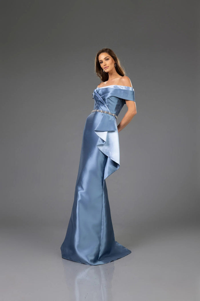 Formal Dresses Long Evening Gown Fitted Formal Dress Denim Blue