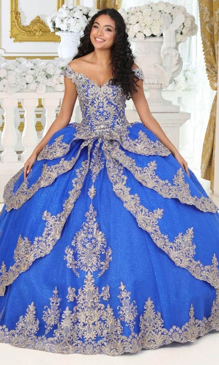 Off-the-Shoulder Floor-Length Tulle Quinceañera Ball Gown May Queen LK234