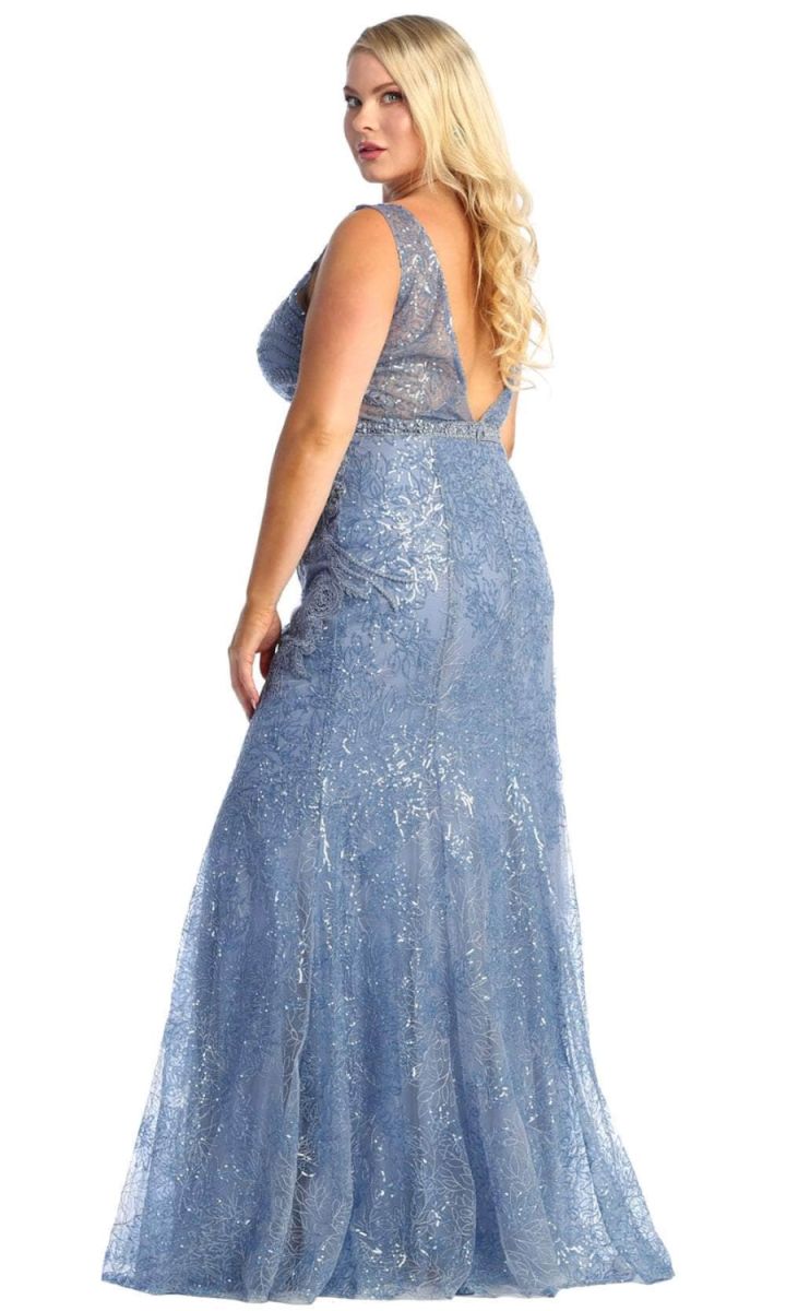 V-Neck Floor-Length Lace Prom Mermaid May Queen RQ7928