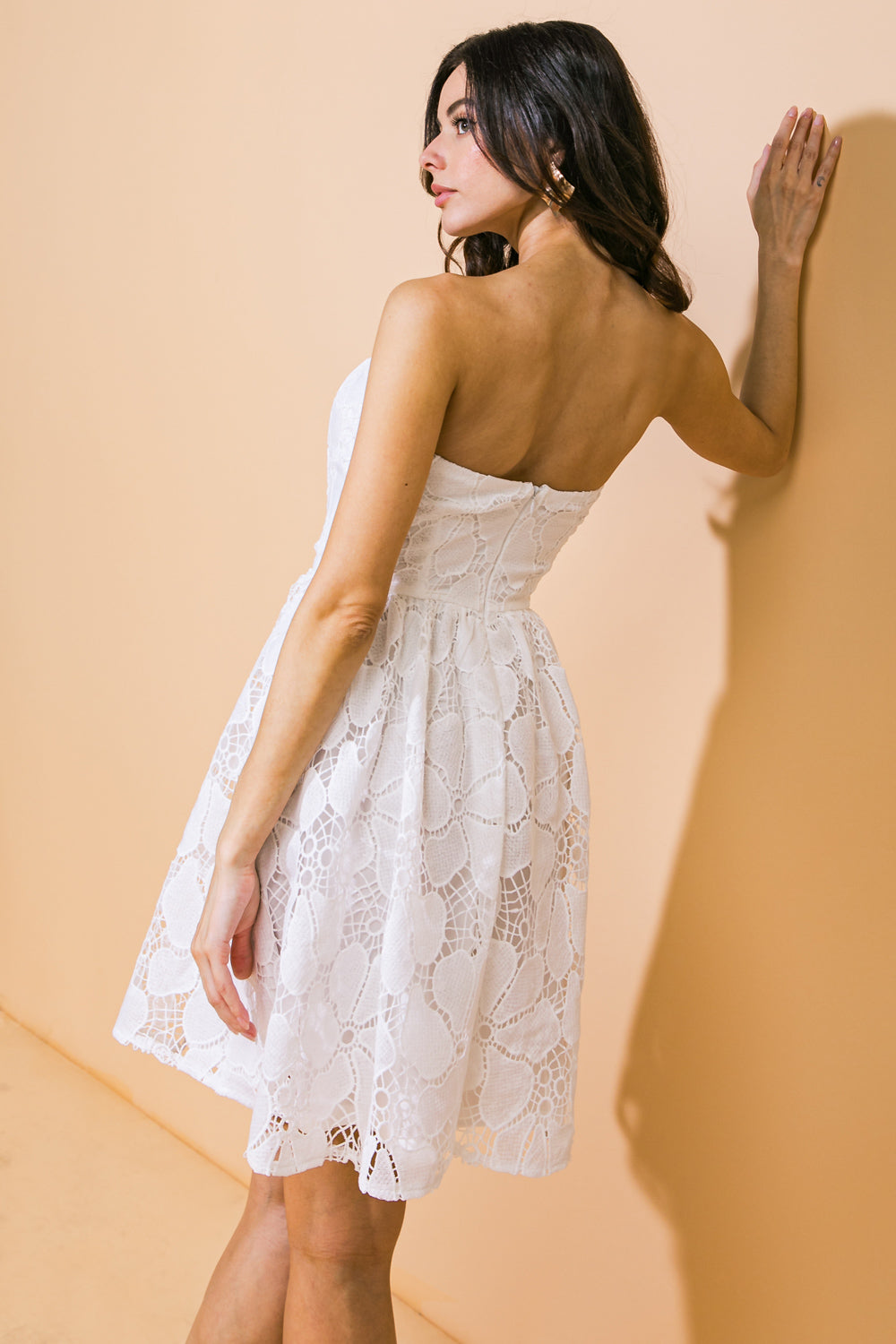 Wedding Dresses Lace Mini Wedding Dress Flying Tomato ID21017 White