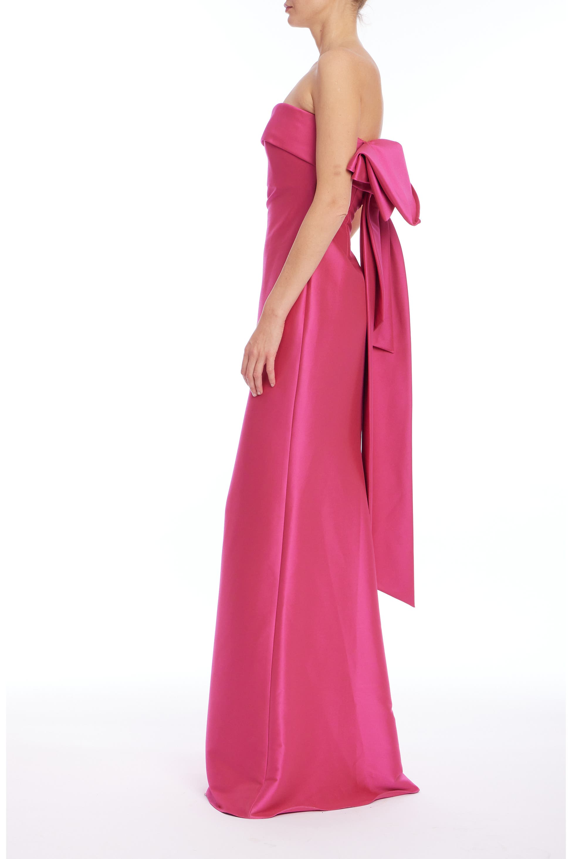 Strapless Straight Neck Floor-Length Satin Formal Sheath/Column Badgley Mischka EG4338A