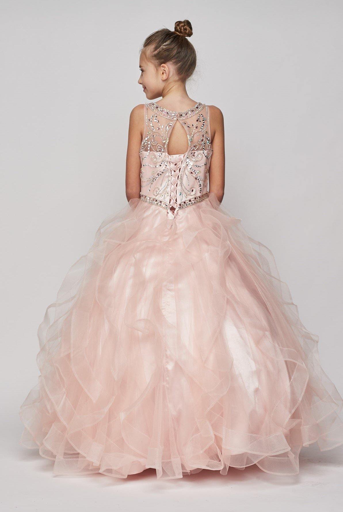 Beaded Layered Organza Gown Flower Girl Dress - The Dress Outlet Cinderella Couture