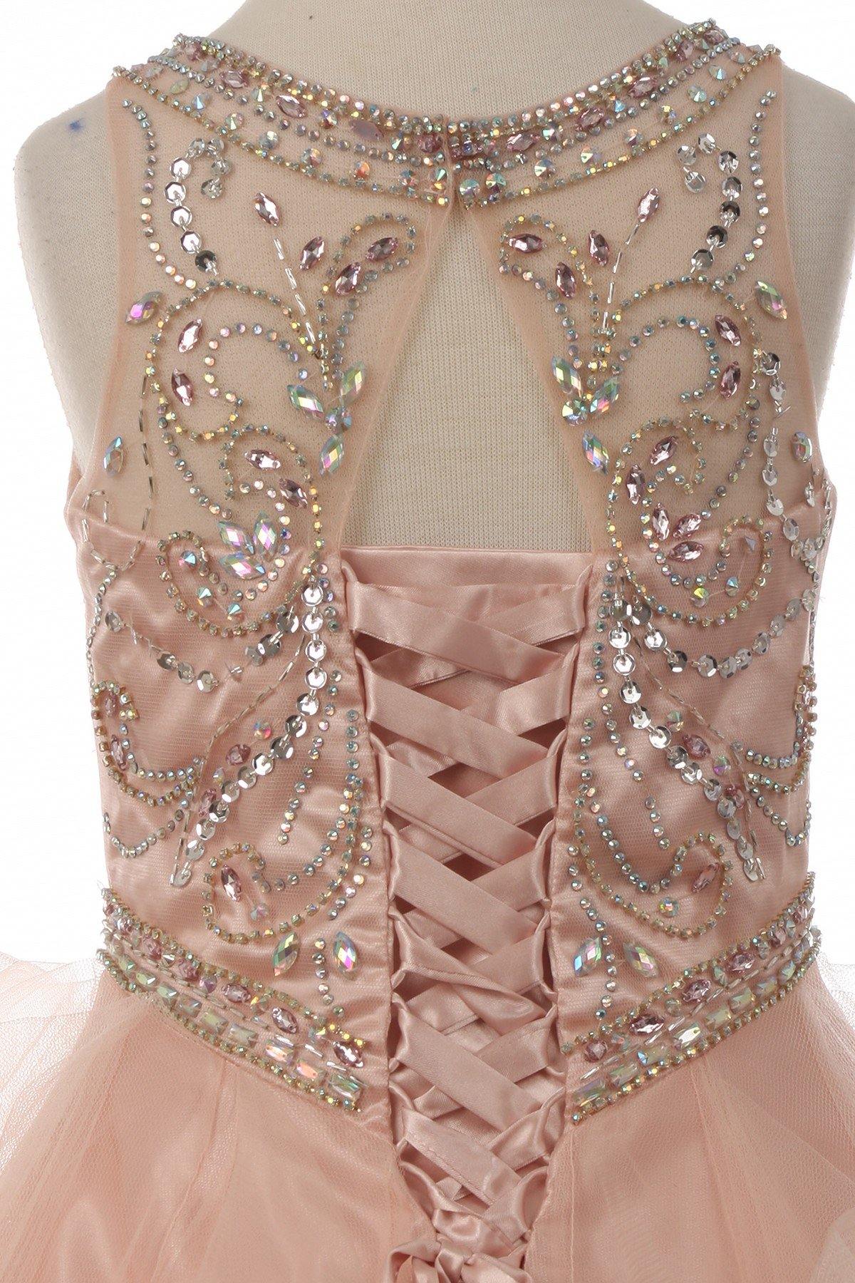 Beaded Layered Organza Gown Flower Girl Dress - The Dress Outlet Cinderella Couture