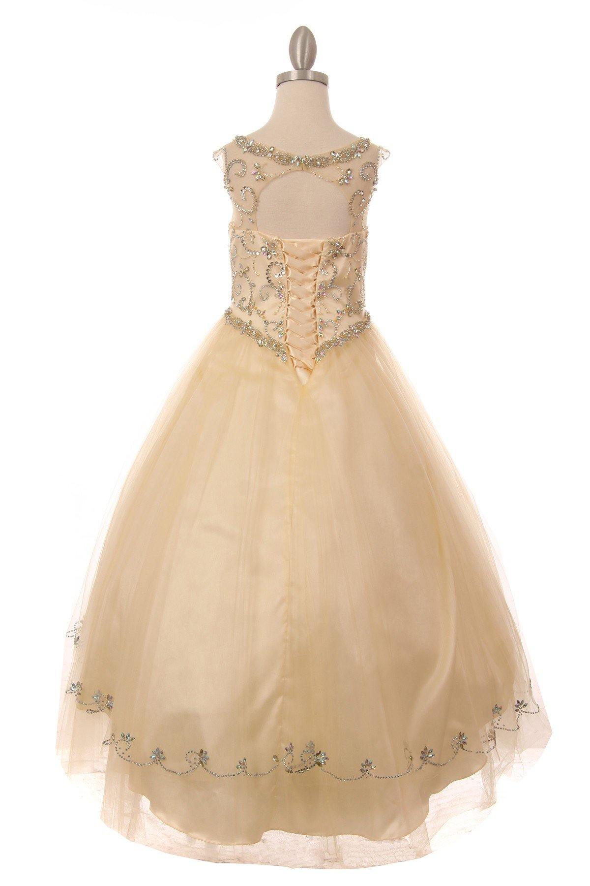 Beaded Layered Organza Gown Flower Girl Dress - The Dress Outlet Cinderella Couture