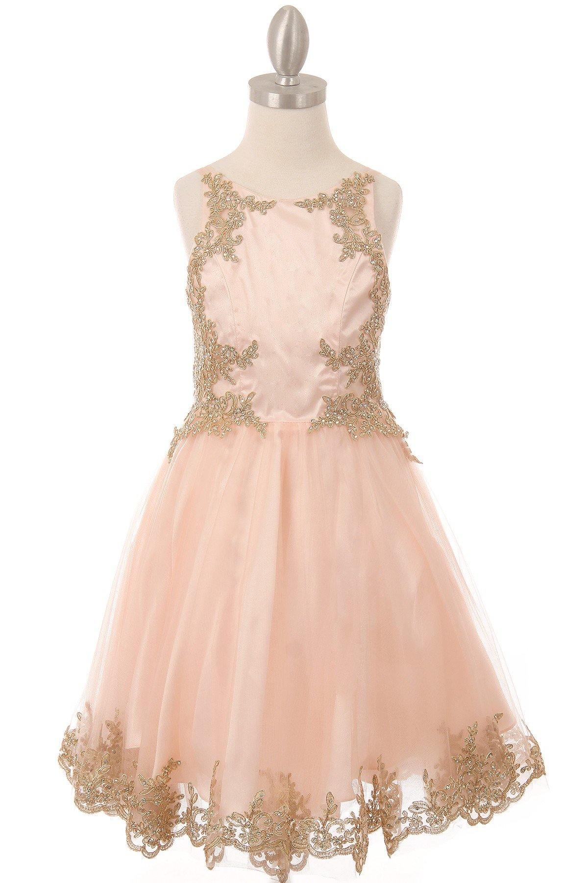 Beaded Sequin Short Flower Girl Dress - The Dress Outlet Cinderella Couture
