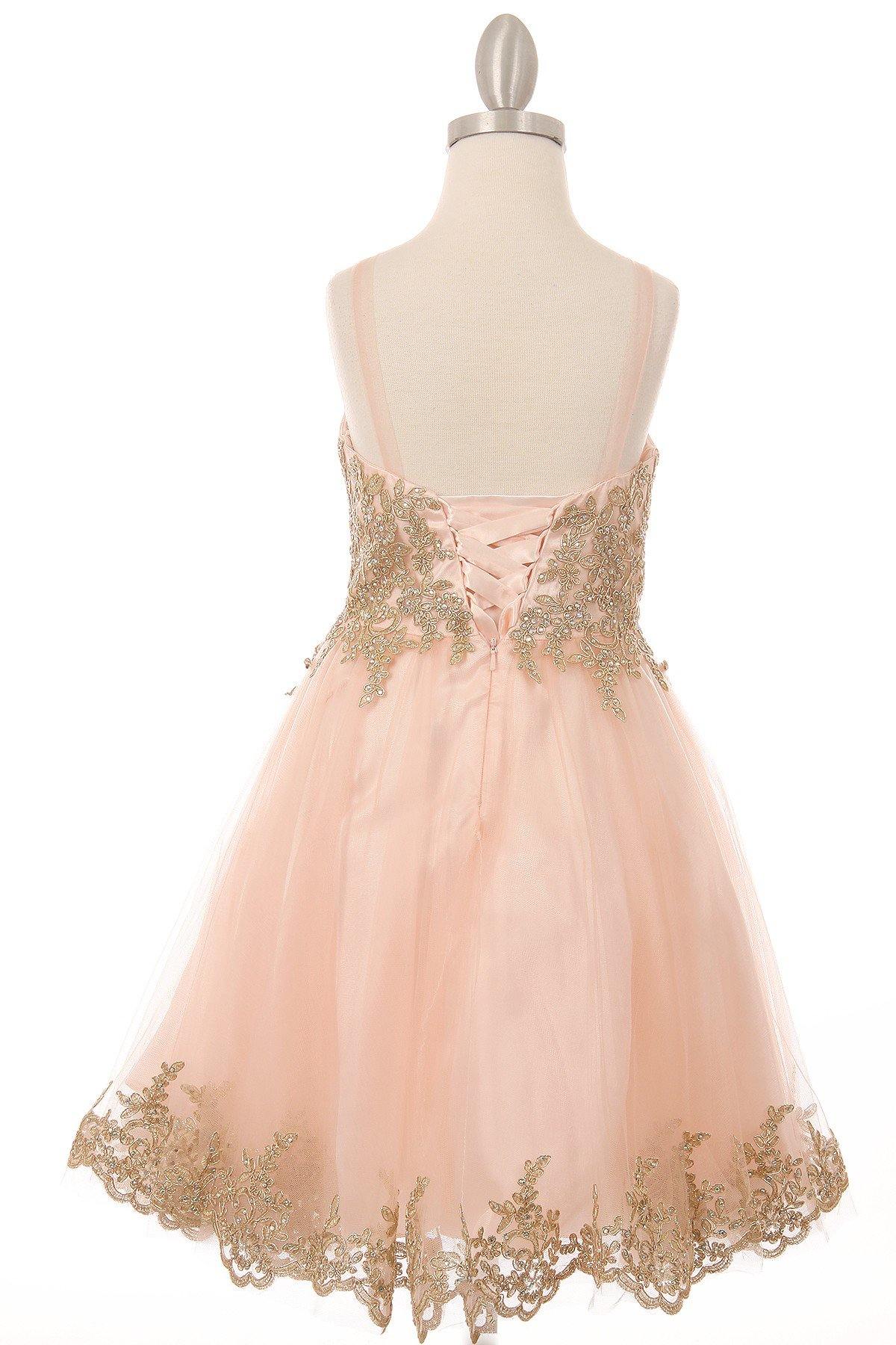 Beaded Sequin Short Flower Girl Dress - The Dress Outlet Cinderella Couture