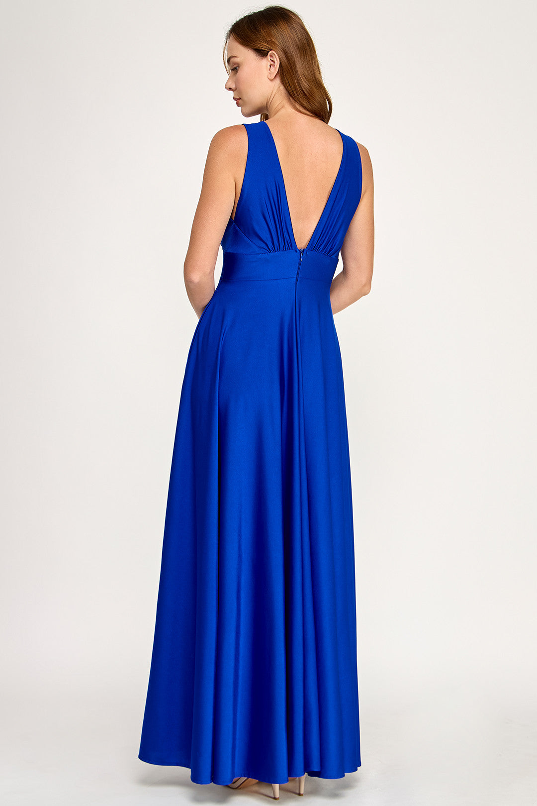 V-Neck Floor-Length Jersey Formal A-Line Lenovia 3120