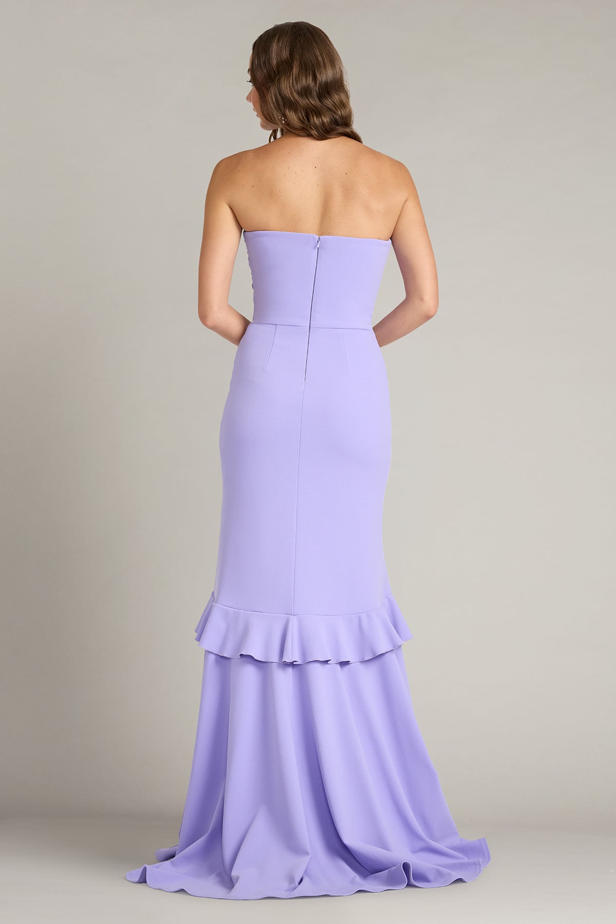 Lavender Mist Sweetheart Floor-Length Scuba Formal Gown with Cascading Ruffles Tadashi Shoji BOS20390L