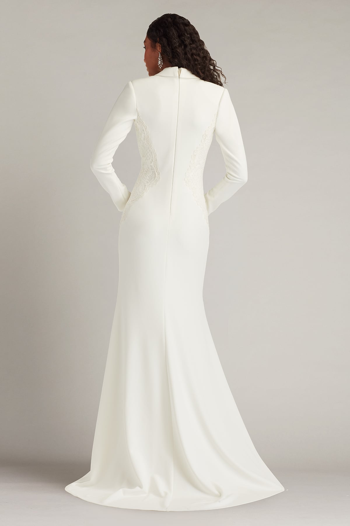 Wedding Dresses Long Sleeve Lace Fitted Wedding Dress Tadashi Shoji BOS21144LXBR Ivory