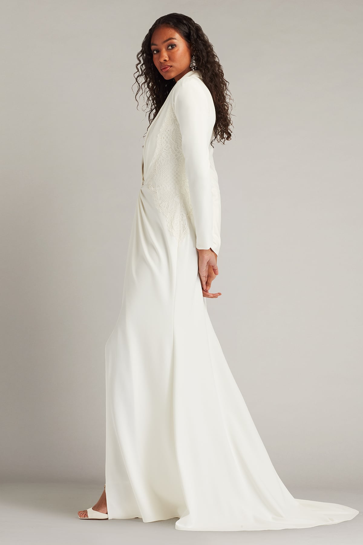 Wedding Dresses Long Sleeve Lace Fitted Wedding Dress Tadashi Shoji BOS21144LXBR Ivory