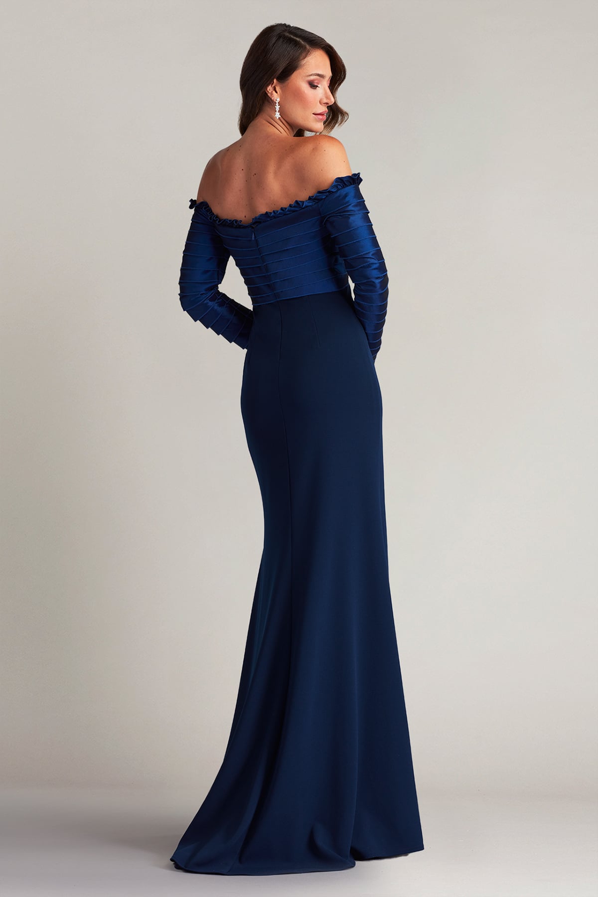 Formal Dresses Pleated Long Formal Mother of the Bride Dress Navy