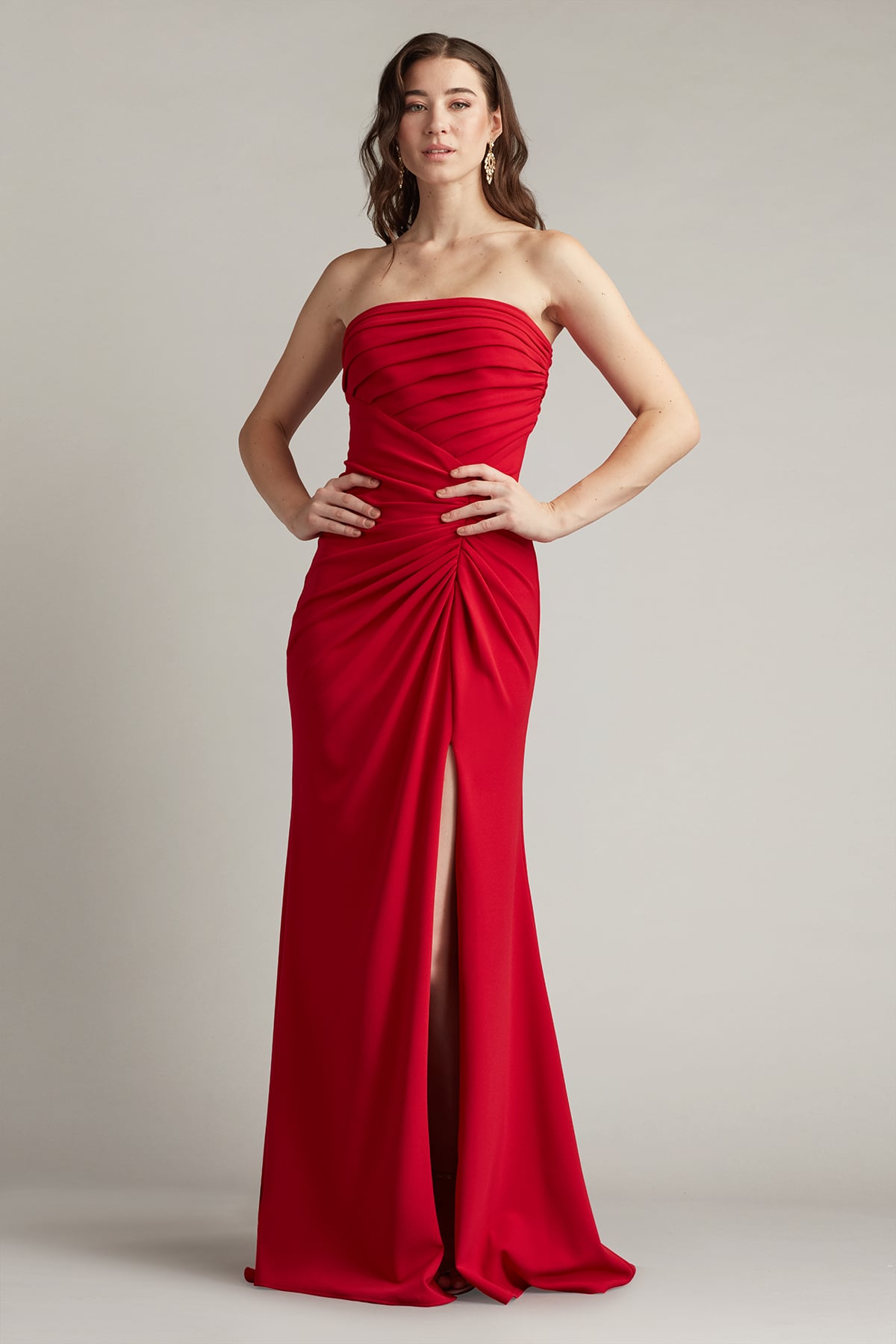 Prom Dresses Pleated Fitted Long Formal Prom Dress Red