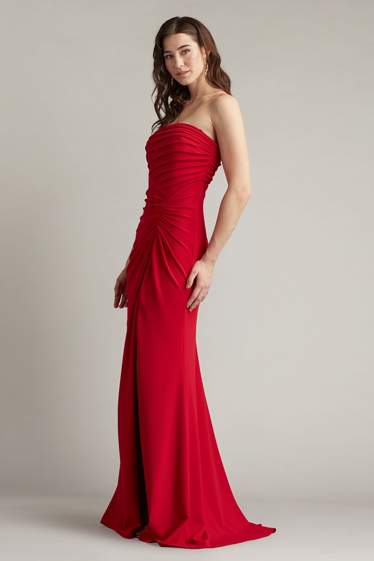 Prom Dresses Pleated Fitted Long Formal Prom Dress Red