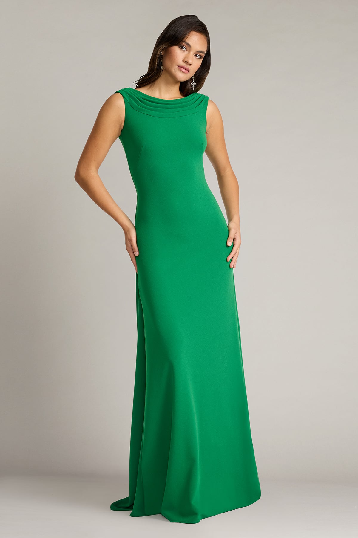 Formal Dresses Long Formal Prom Pleated Dress Tadashi Shoji BOS25231L Bamboo