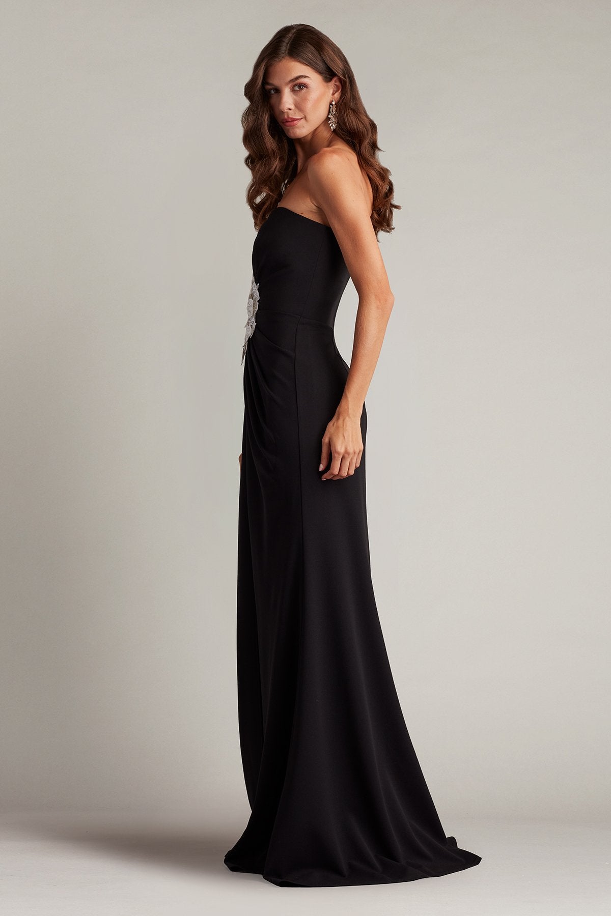 Prom Dresses Long Formal Slit Ruffle Evening Prom Dress Black Ivory