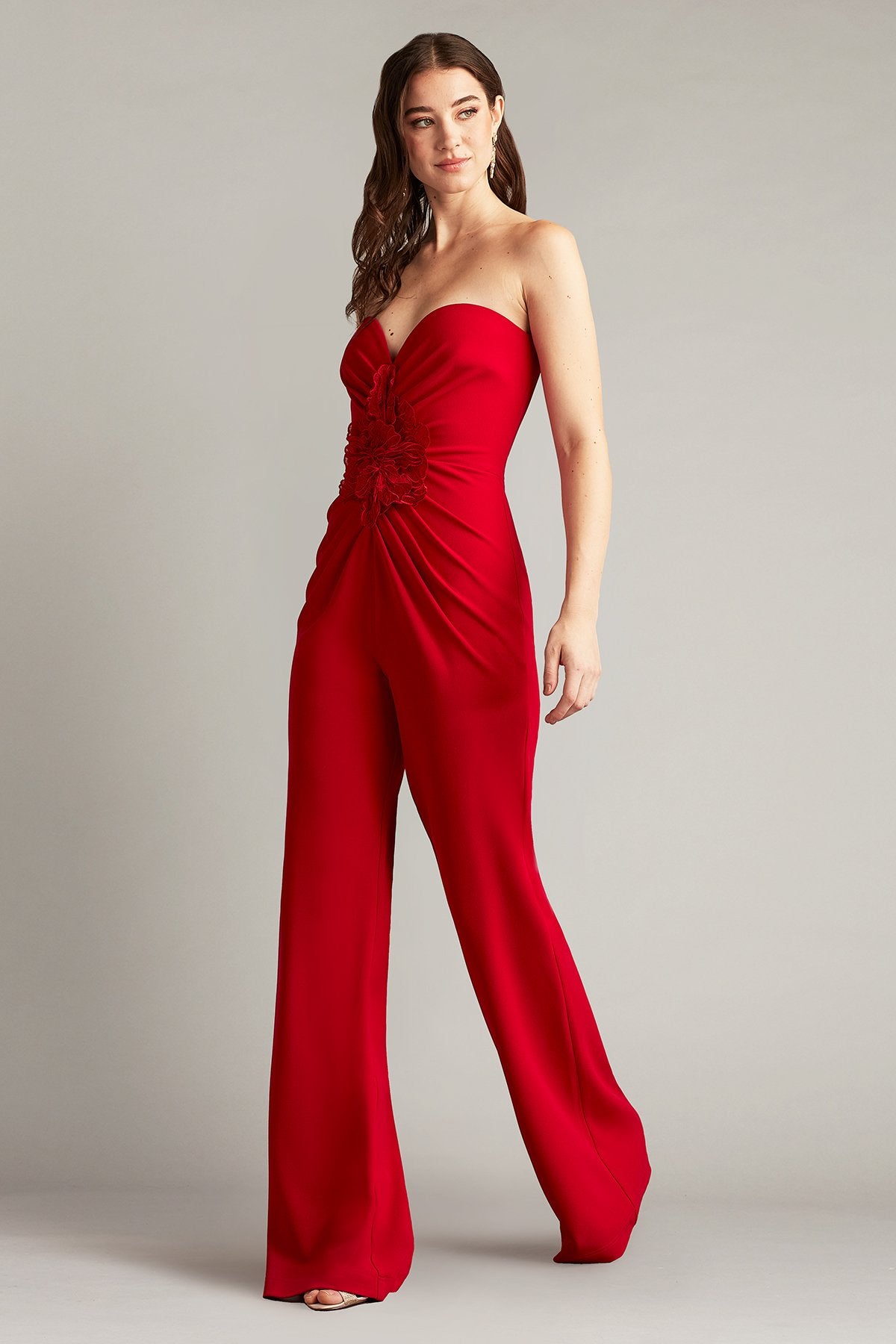 Jumpsuit Pleated Long Formal Ruffle Jumpsuit Cranberry