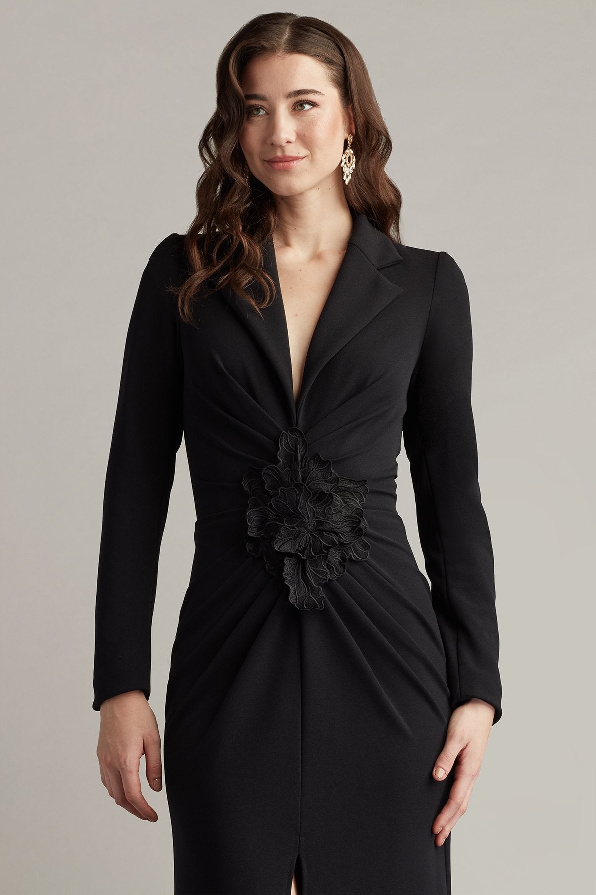 Mother of the Bride Dresses Long Ruffle Formal Mother of the Bride Dress Black