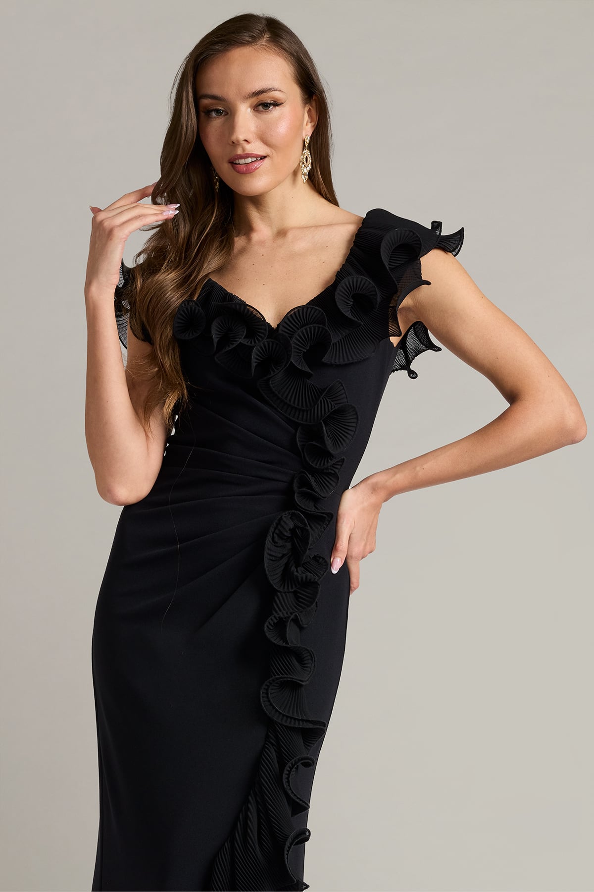 Formal Dresses Long Formal Ruffle Evening Dress Black