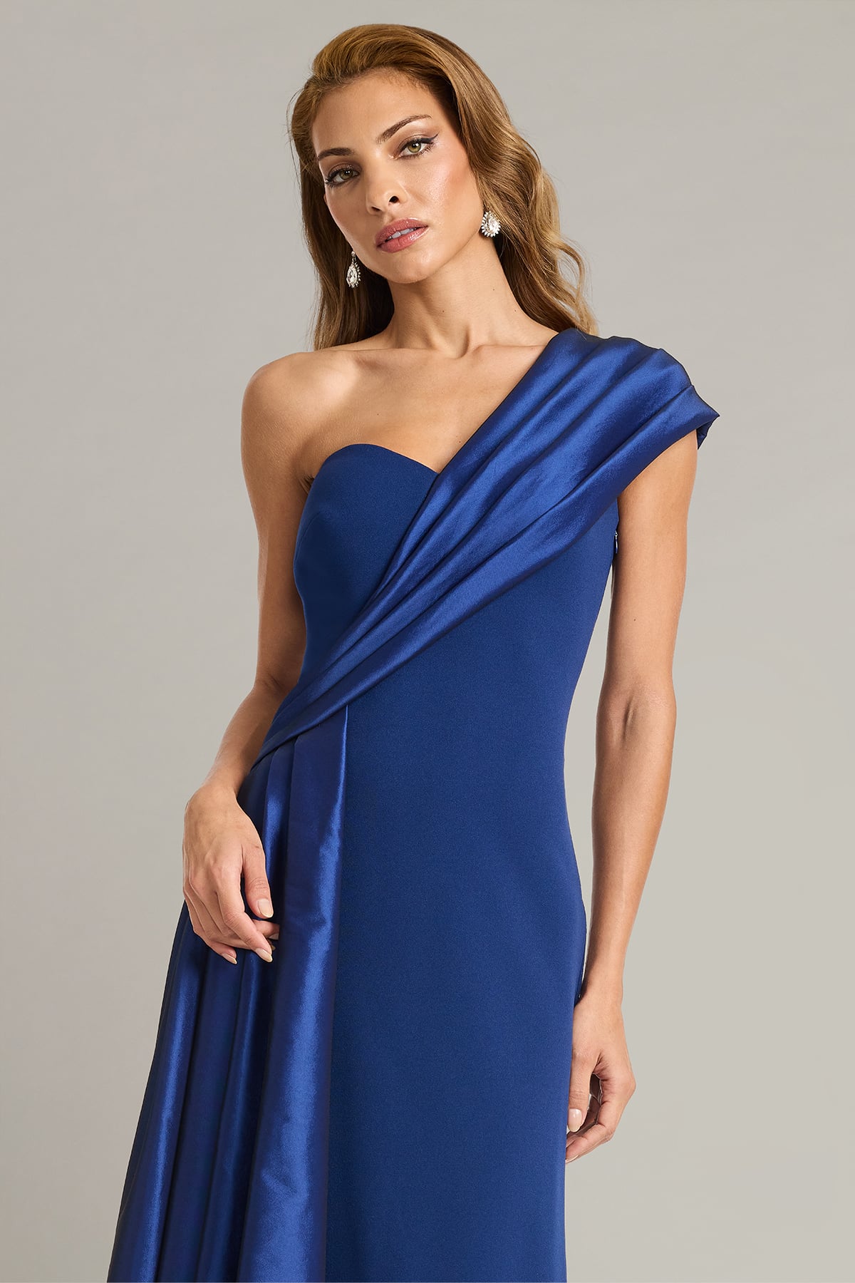 One-Shoulder Floor-Length Satin Formal A-Line Tadashi Shoji BOS26015L
