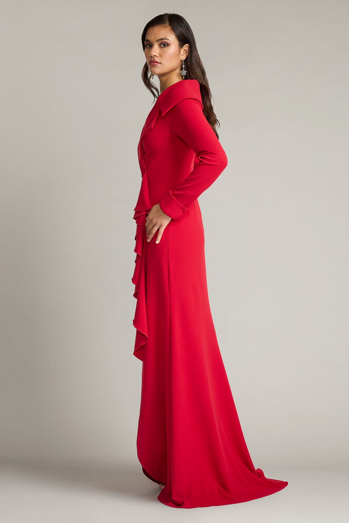 Formal Dresses Ruffle Long Formal Mother of the Bride Dress Red Rock
