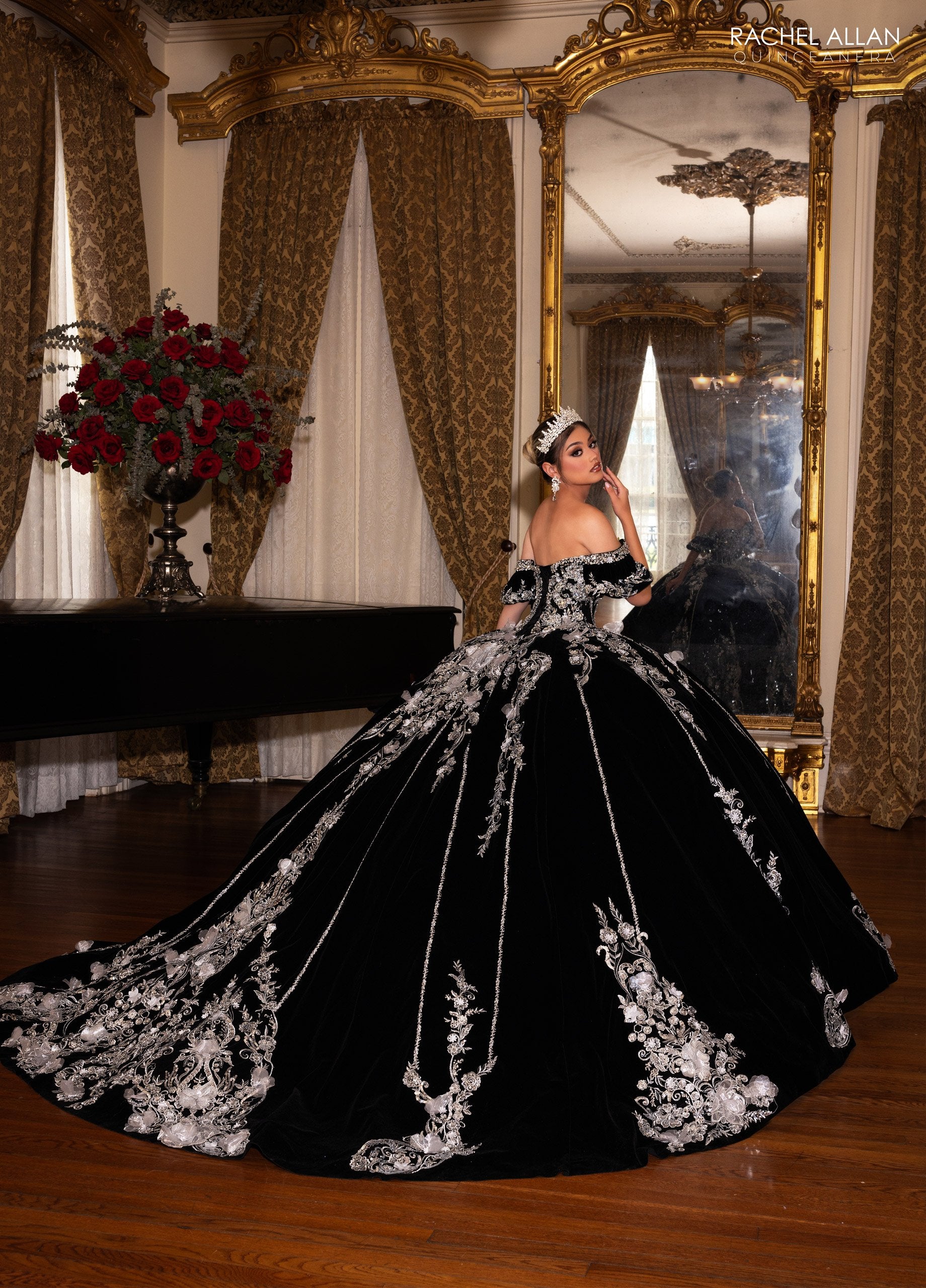 Rachel Allan RQ5011 Long Sweet 16 Velvet Quinceanera Dress