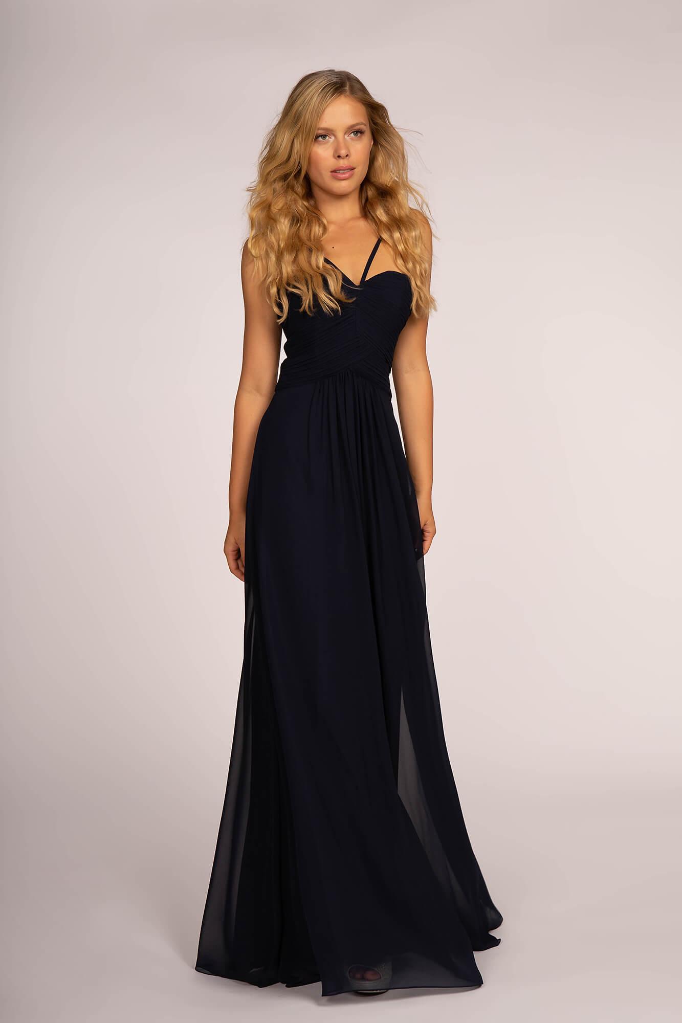 Bridesmaid Ruched Bodice Long Formal Dress - The Dress Outlet Elizabeth K