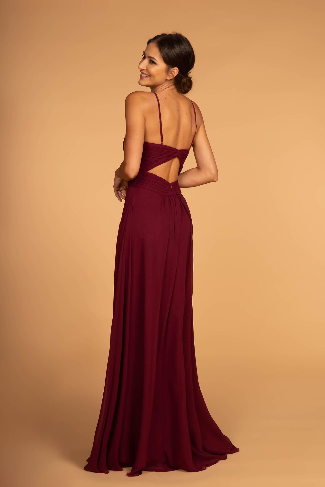 Bridesmaid Ruched Bodice Long Formal Dress - The Dress Outlet Elizabeth K