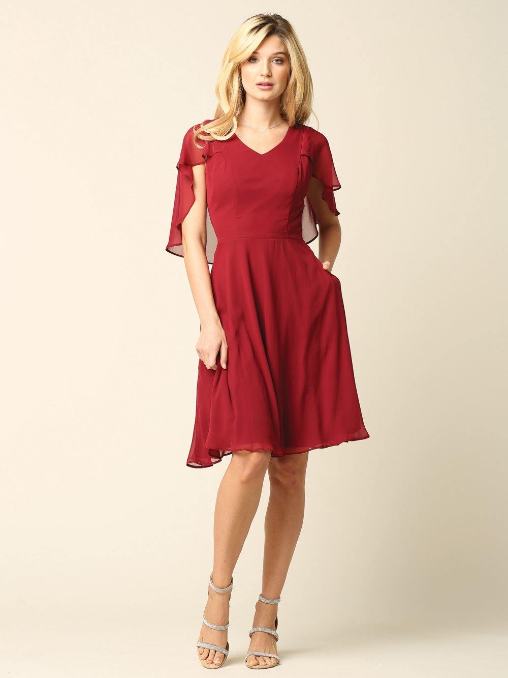 Bridesmaids Short Cocktail Chiffon Dress - The Dress Outlet Eva Fashion