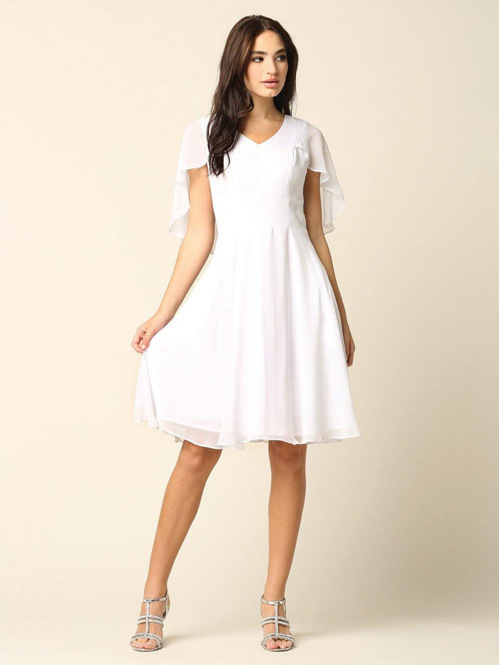 Bridesmaids Short Cocktail Chiffon Dress - The Dress Outlet Eva Fashion
