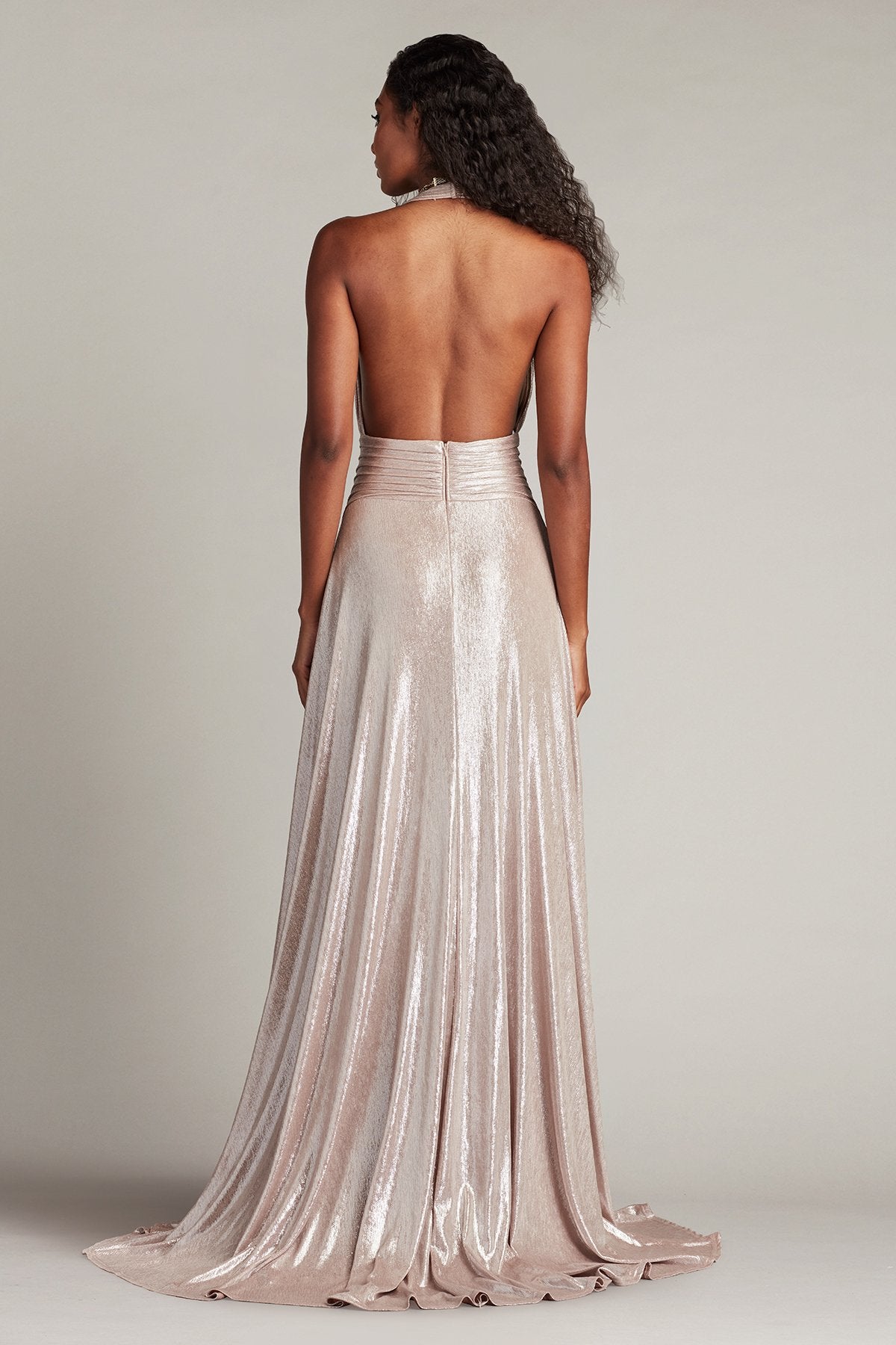 Prom Dresses Pleated Long Formal Metallic Prom Dress Pebble