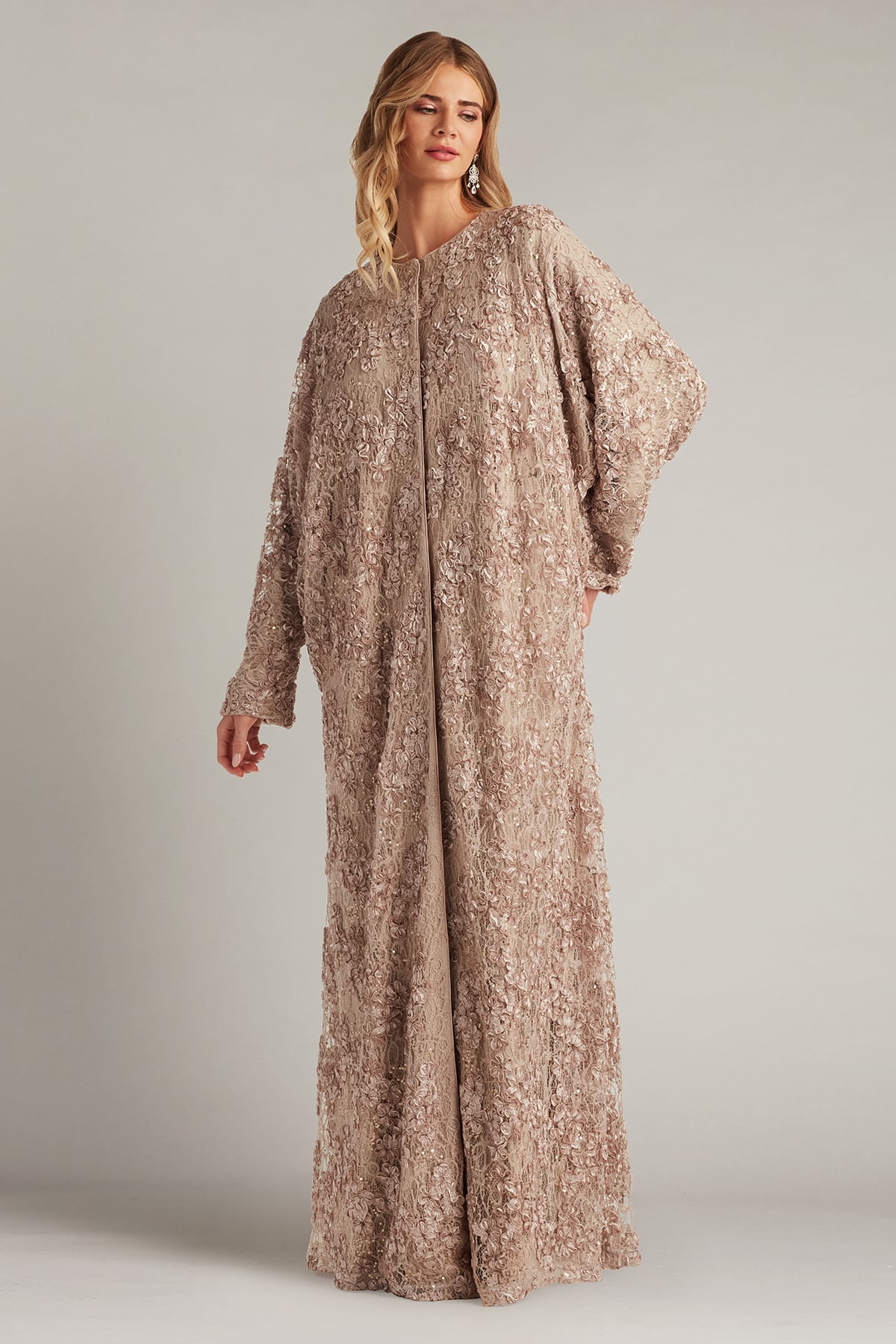 Crew/High-Neck Floor-Length Lace Formal Sheath/Column Tadashi Shoji BUK18270L