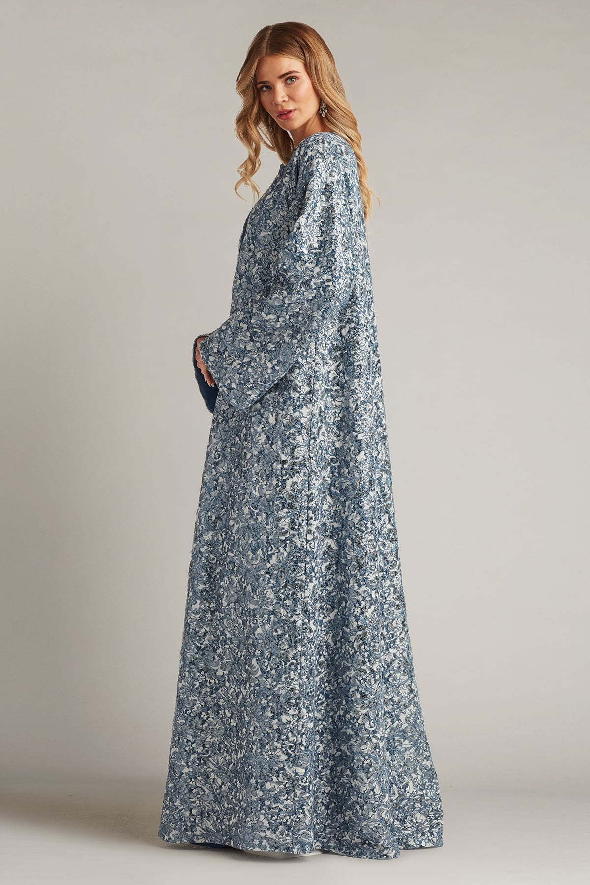Crew/High-Neck Floor-Length Jacquard Formal A-Line Tadashi Shoji BUQ18269L